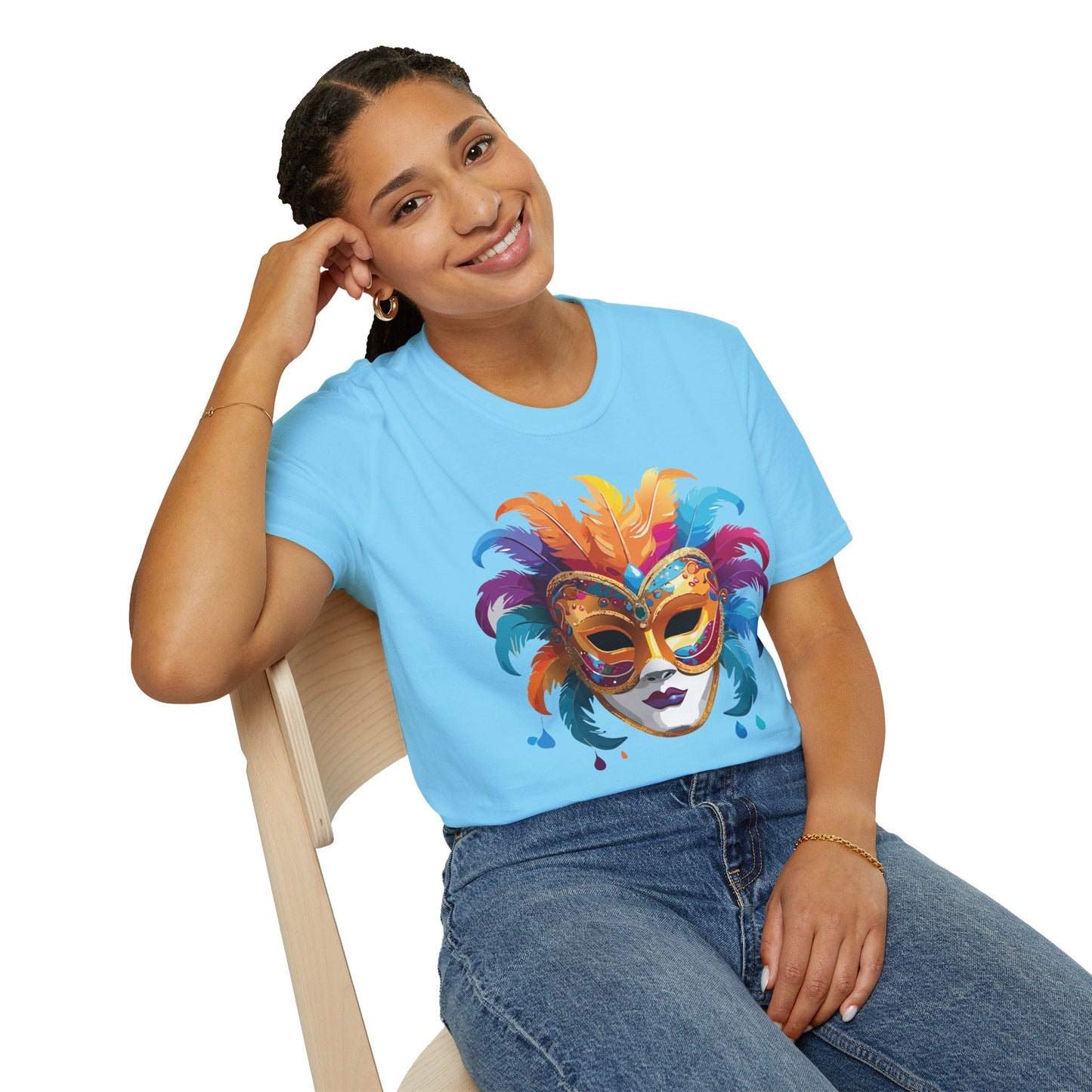 Mask Tee Shirt Unisex Masquerade Design Art Graphic Gildan Softstyle 64000 Cotton Tee