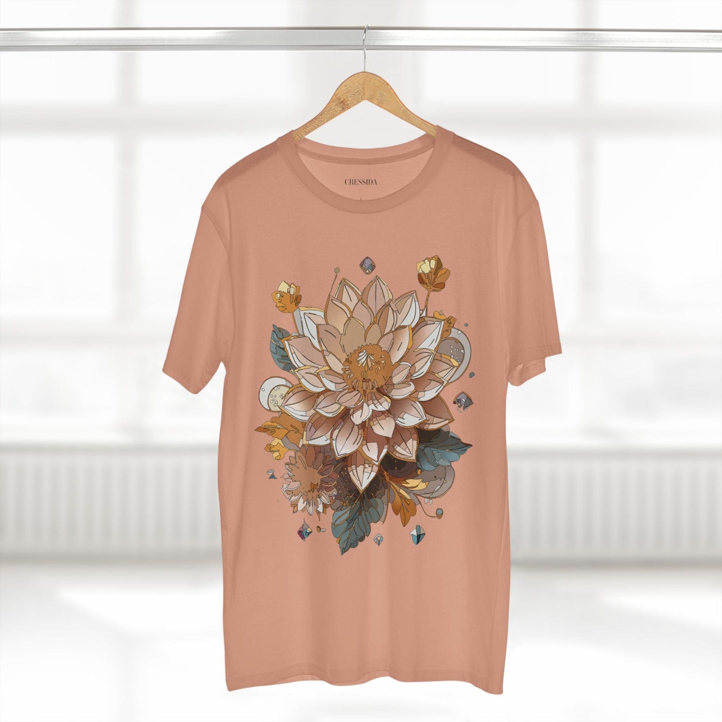 Floral Graphic T-Shirt Unisex 100 Cotton Art Design with Antique Flowers Tee 9