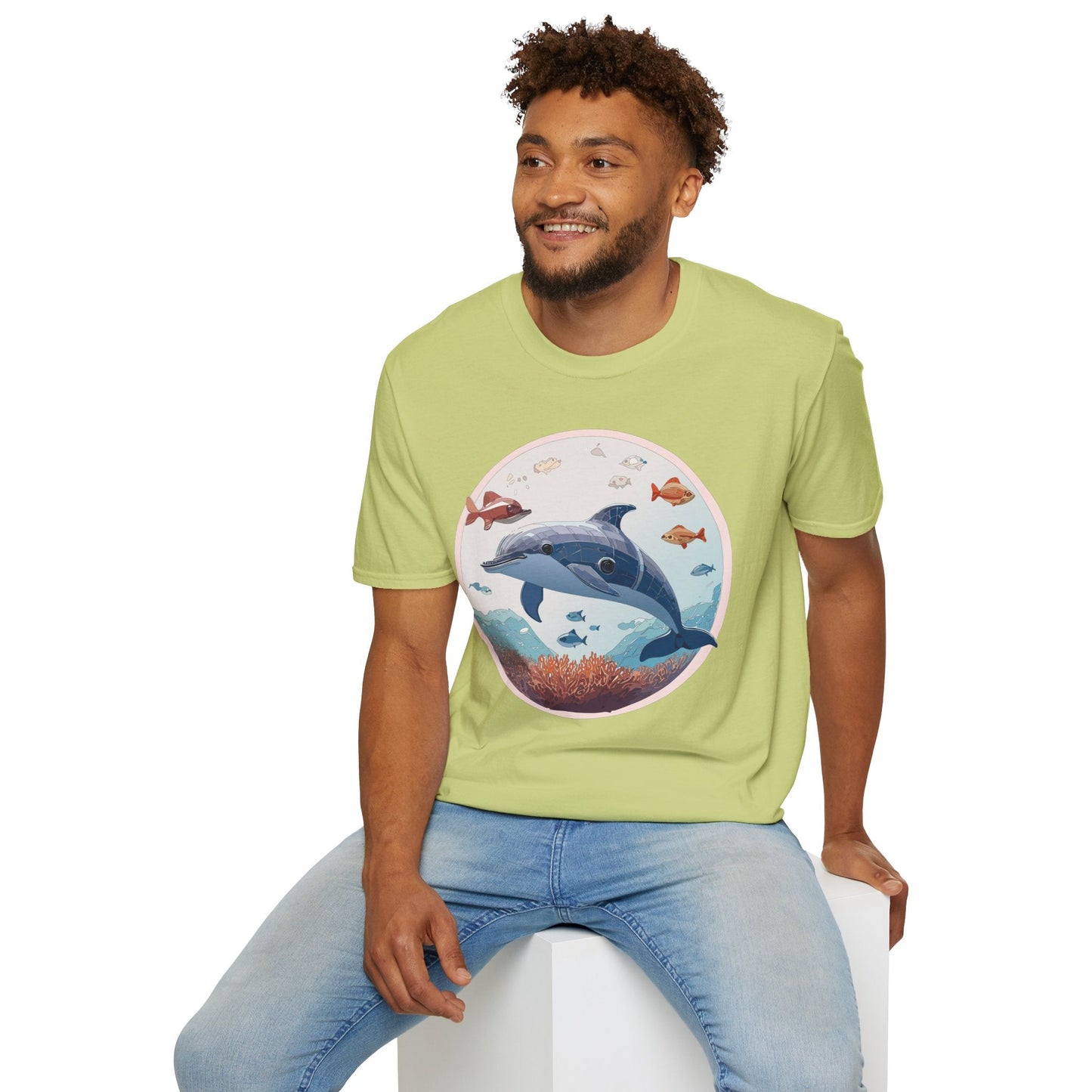 Dolphin Shirt Unisex Softstyle Tee One Hundred Percent Ring Spun Cotton Lightweight Comfort
