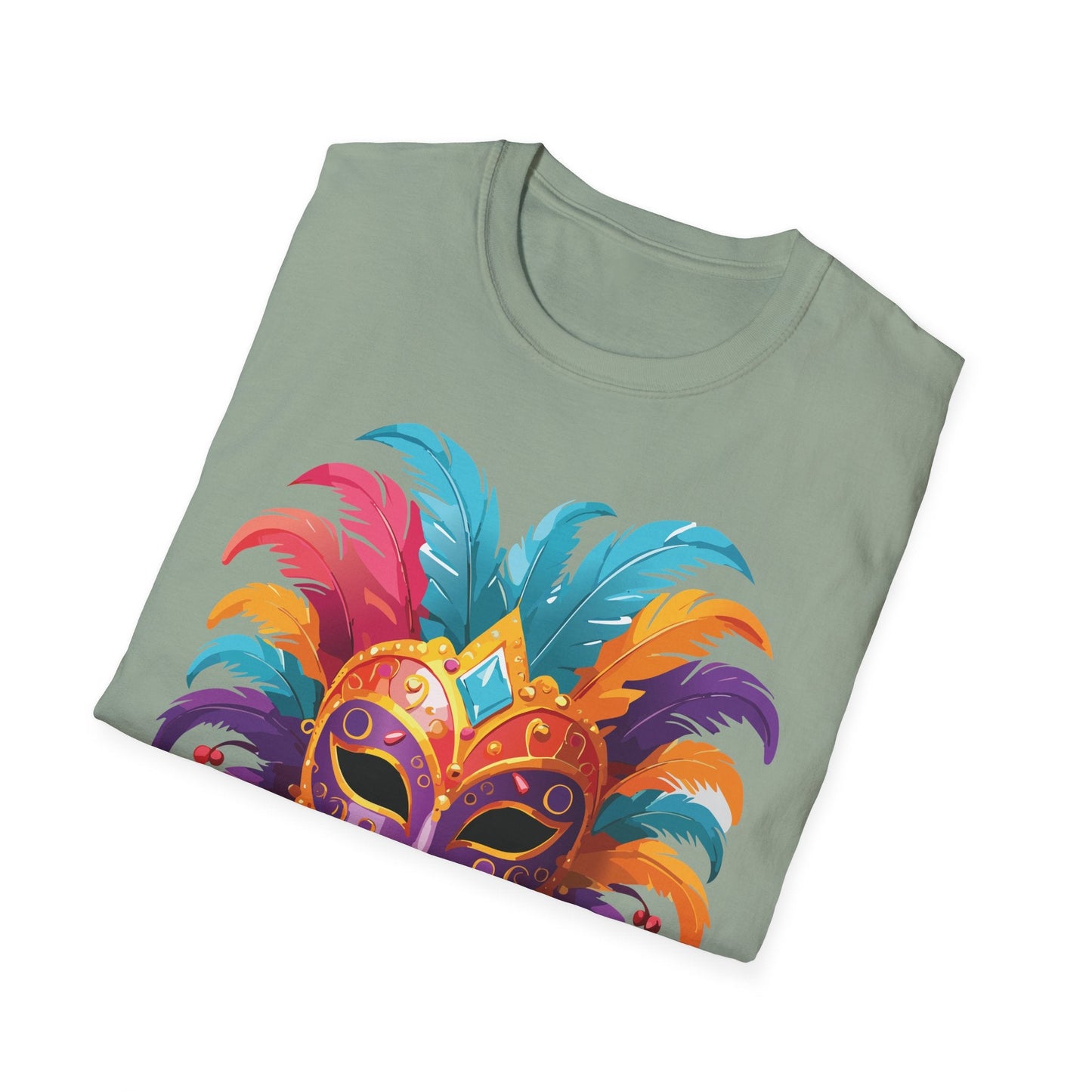Unisex Gildan Softstyle Mask Tee Shirt With Art Design Casual Everyday Wear Masquerade Tee