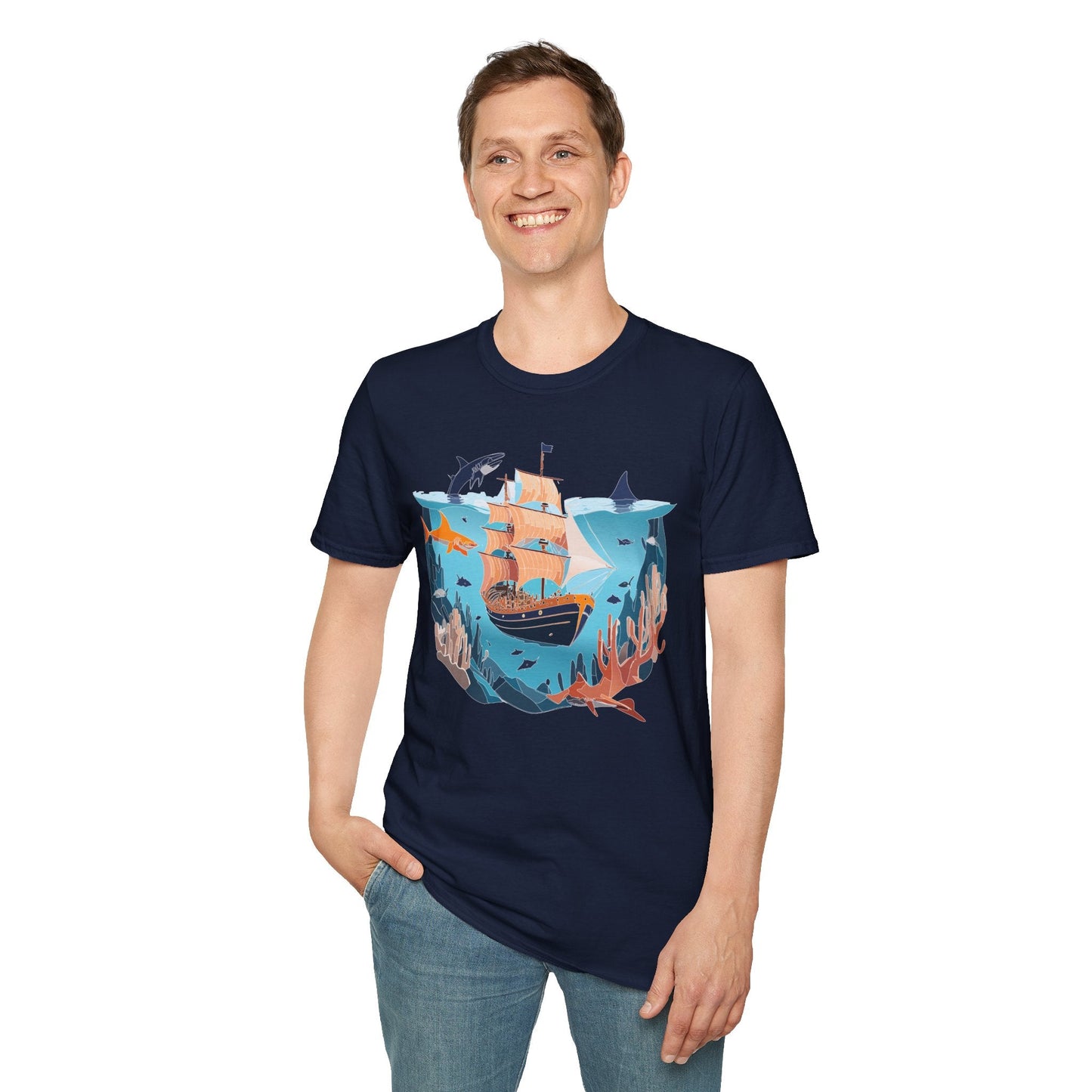 Ocean Graphic Unisex Softstyle Cotton Tee 17