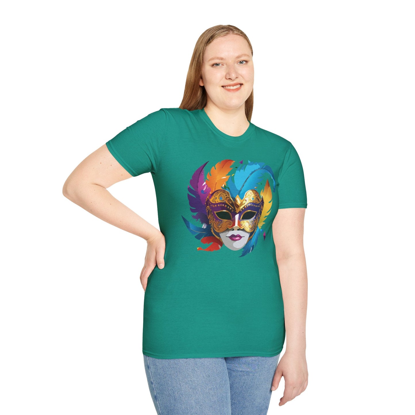 Mask Tee Shirt Unisex Short Sleeve Cotton Tee Art Design Masquerade Gildan Softstyle 64000