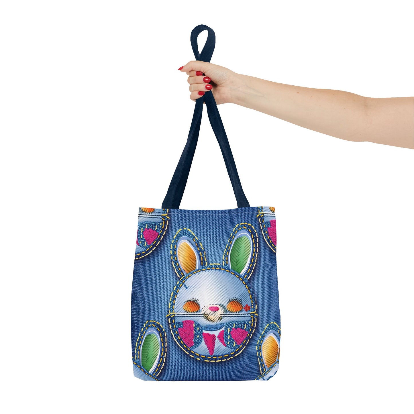 Denim Fabric Imitation Print Unisex Canvas Bag Poly Spun 3 Sizes Tote Bag 192-3