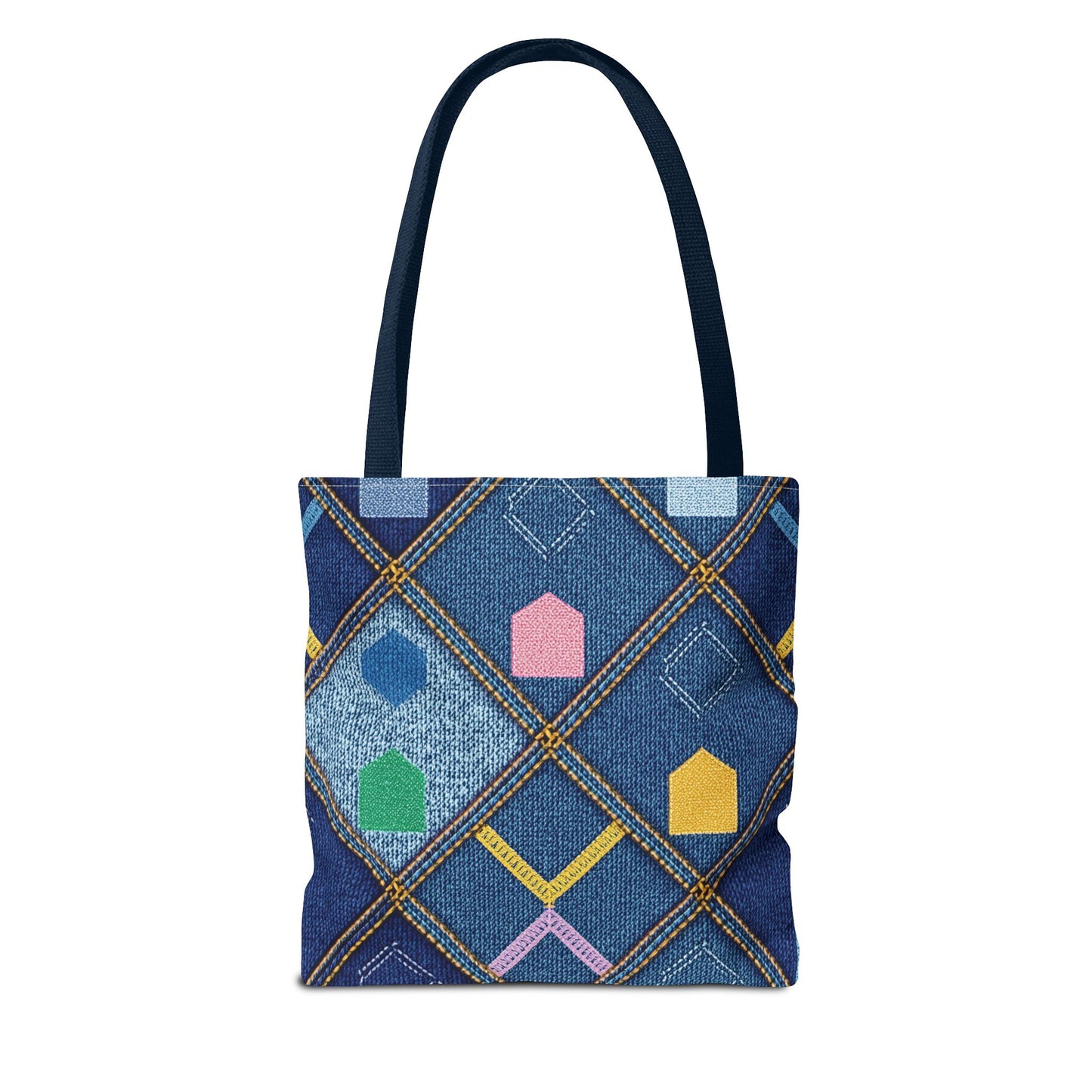 Denim Fabric Imitation Print Unisex Canvas Bag Poly Spun 3 Sizes Tote Bag 189-6