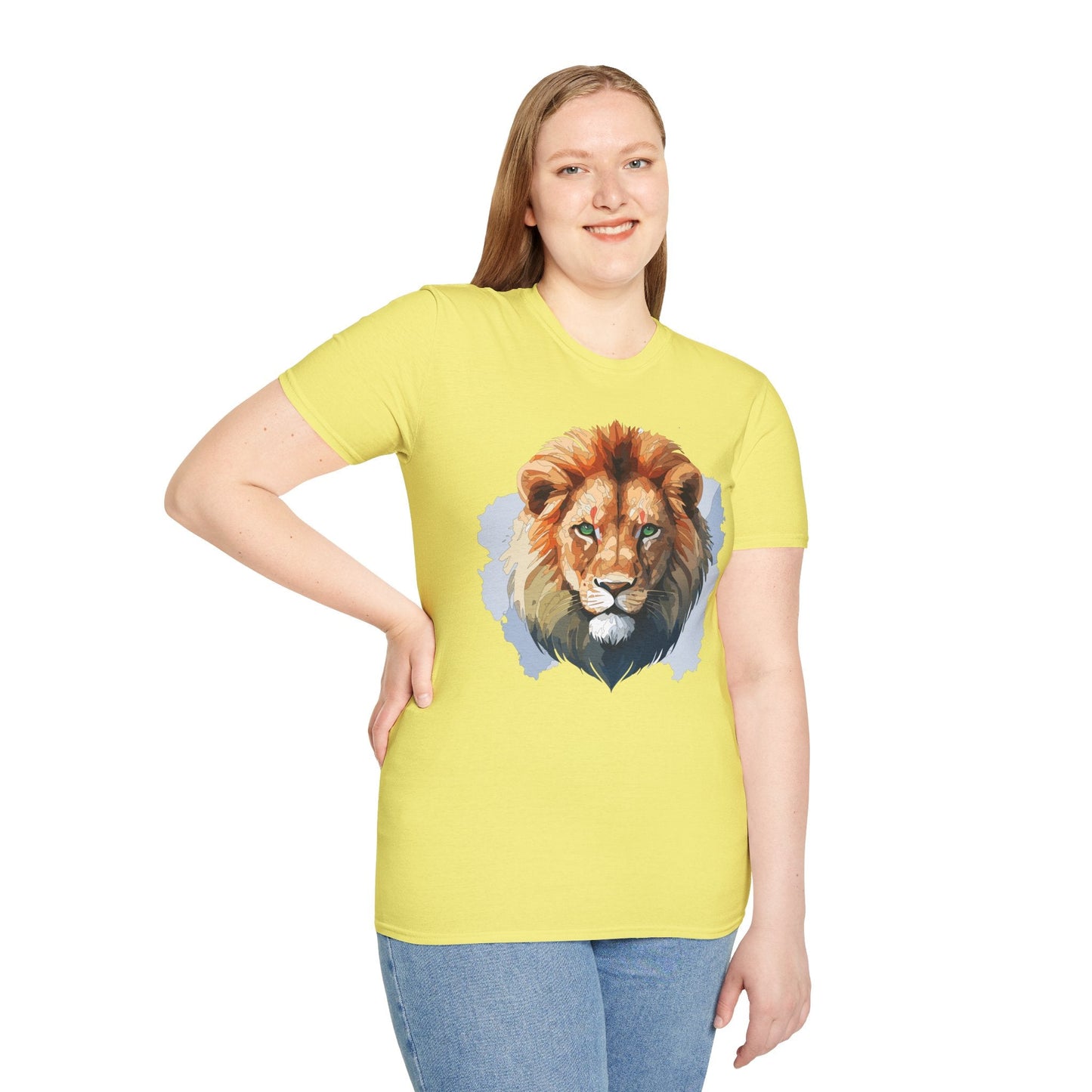 Lion Shirt Unisex Animal Tee Softstyle Gildan 64000 100 Percent Ring Spun Cotton