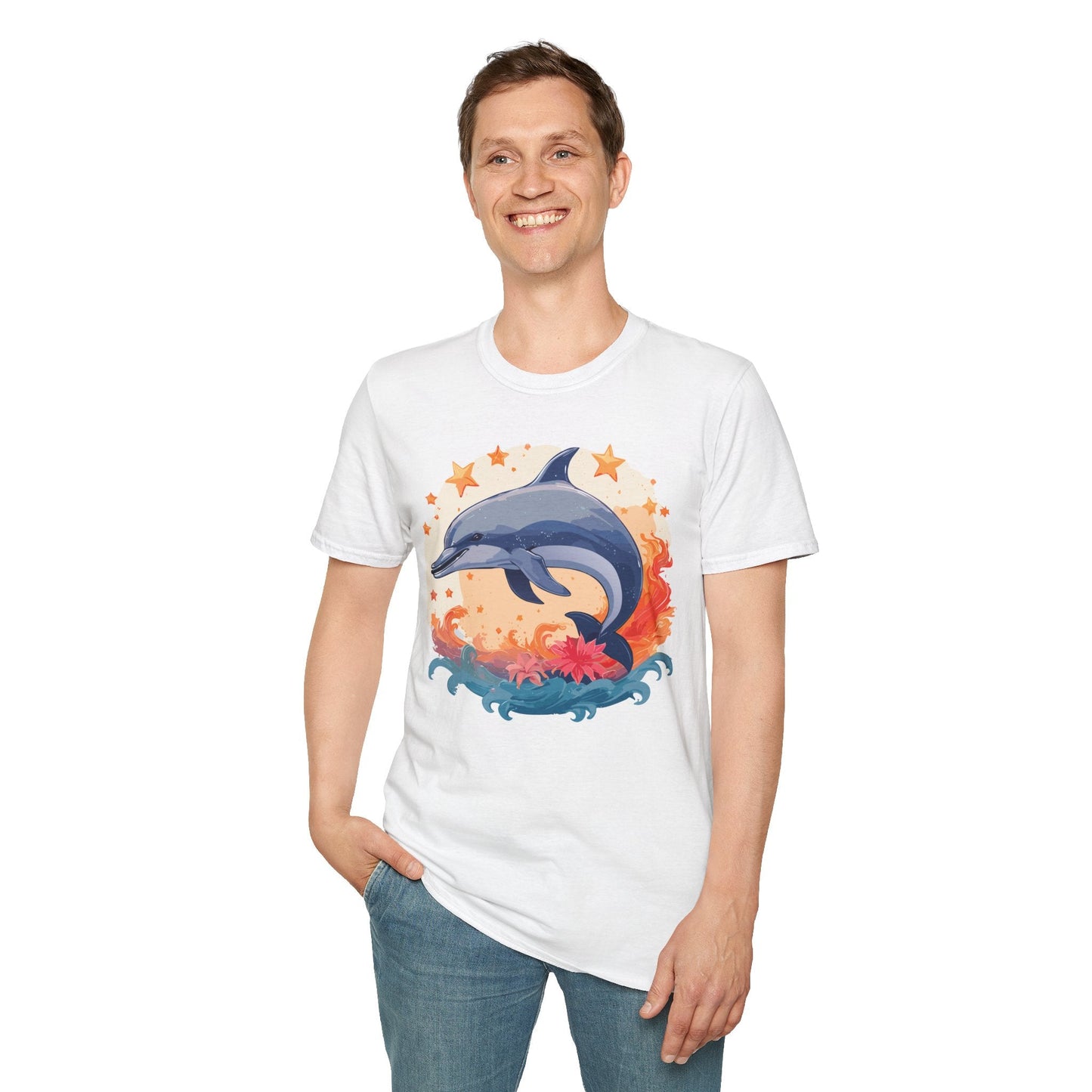 Dolphin Shirt Unisex Tee Gildan Softstyle 64000 100 Percent Ring Spun Cotton Comfort Wear