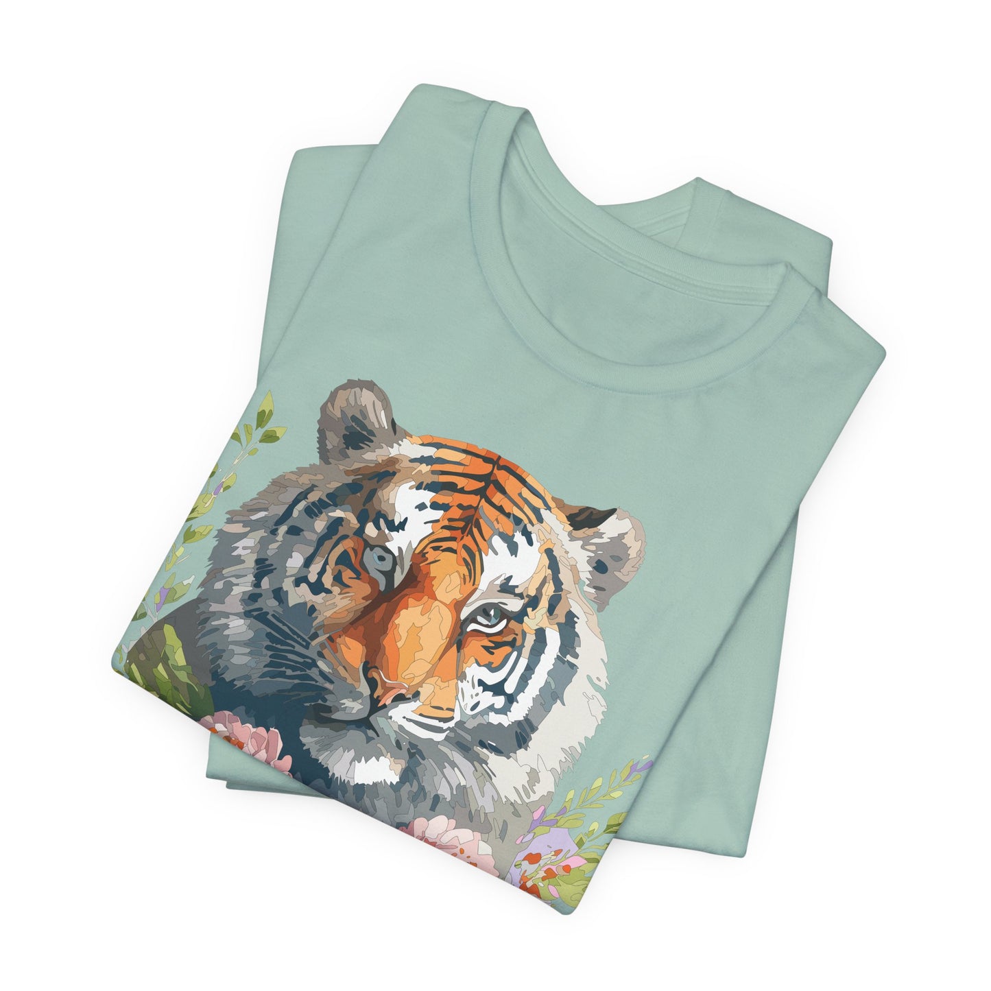 Floral Tiger Shirt, Animal Shirt, Tiger Tee, Unisex Tee, Floral T-shirt, T-Shirt with Animal