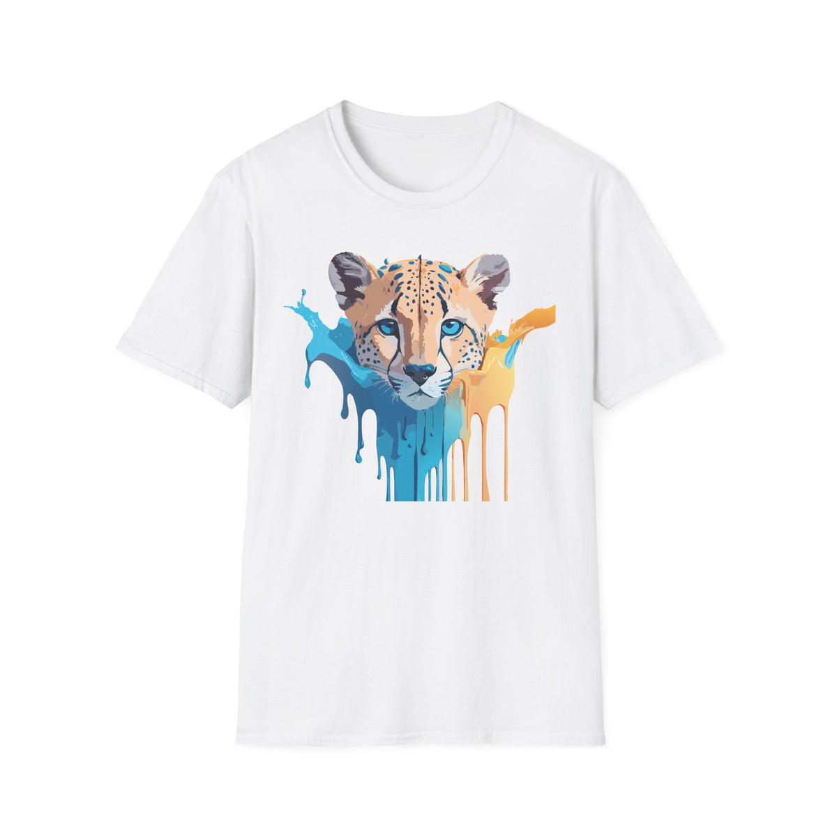 Color Splash Cheetah T-Shirt | Animal Face Art Tee