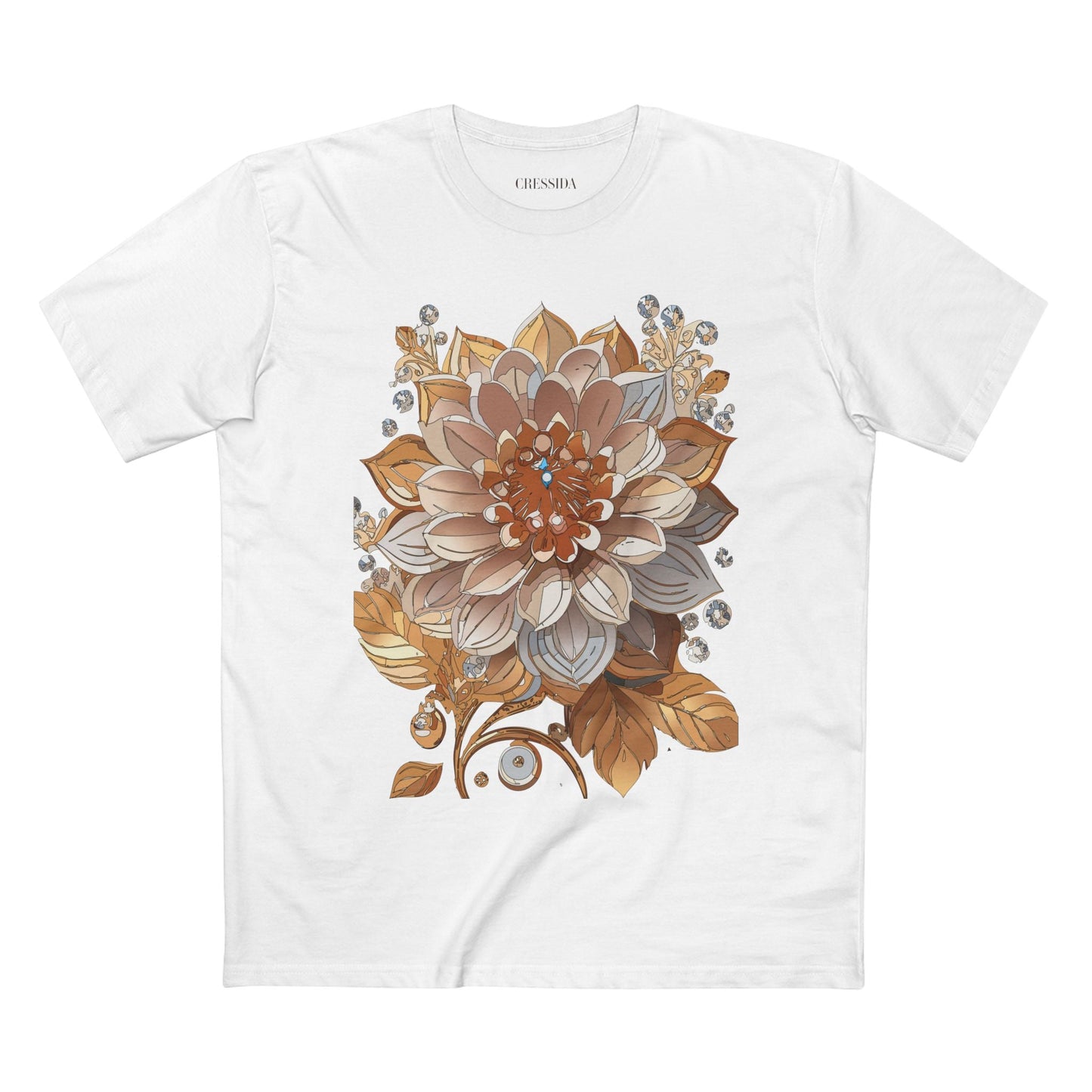 Floral Graphic T-Shirt Unisex 100 Cotton Art Design with Antique Flowers Tee 1