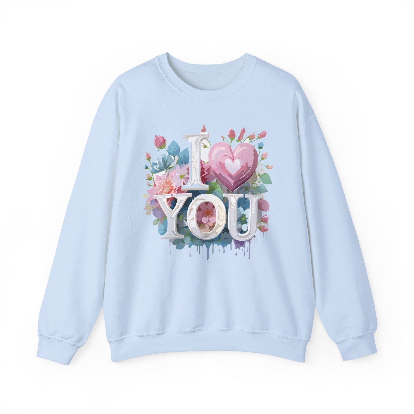 Floral Love Sweatshirt Unisex Valentine Day Flower Print Crewneck Gildan 18000 Cozy