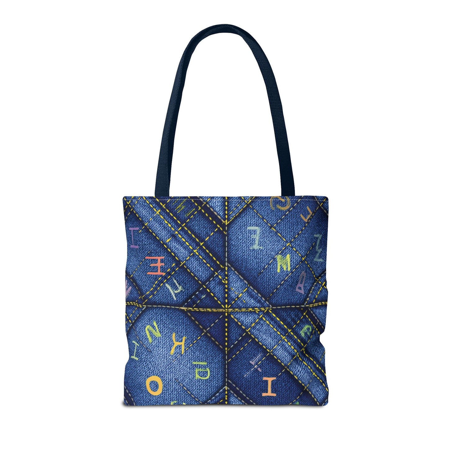 Denim Fabric Imitation Print Unisex Canvas Bag Poly Spun 3 Sizes Tote Bag 187-6