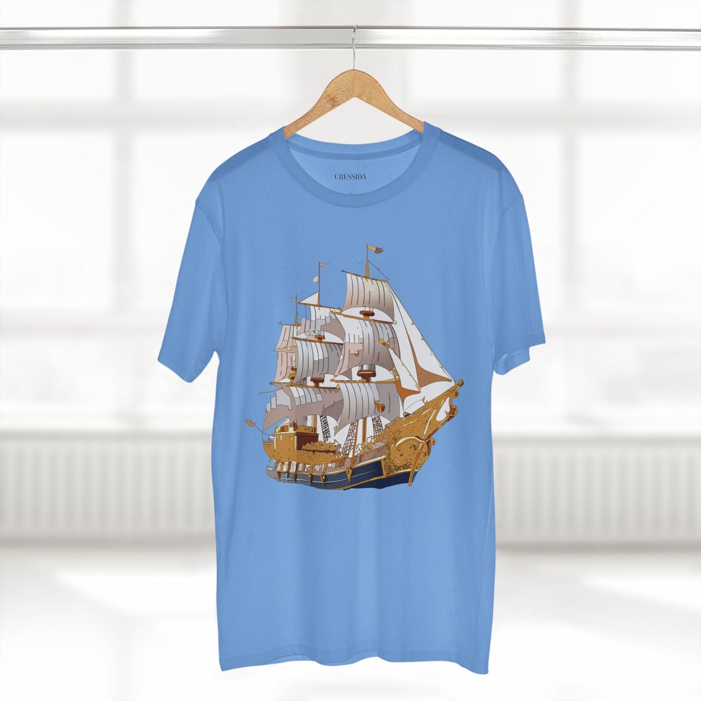 Ship Graphic Unisex 100 Cotton T-Shirt with Gold Frigate Art Design 2