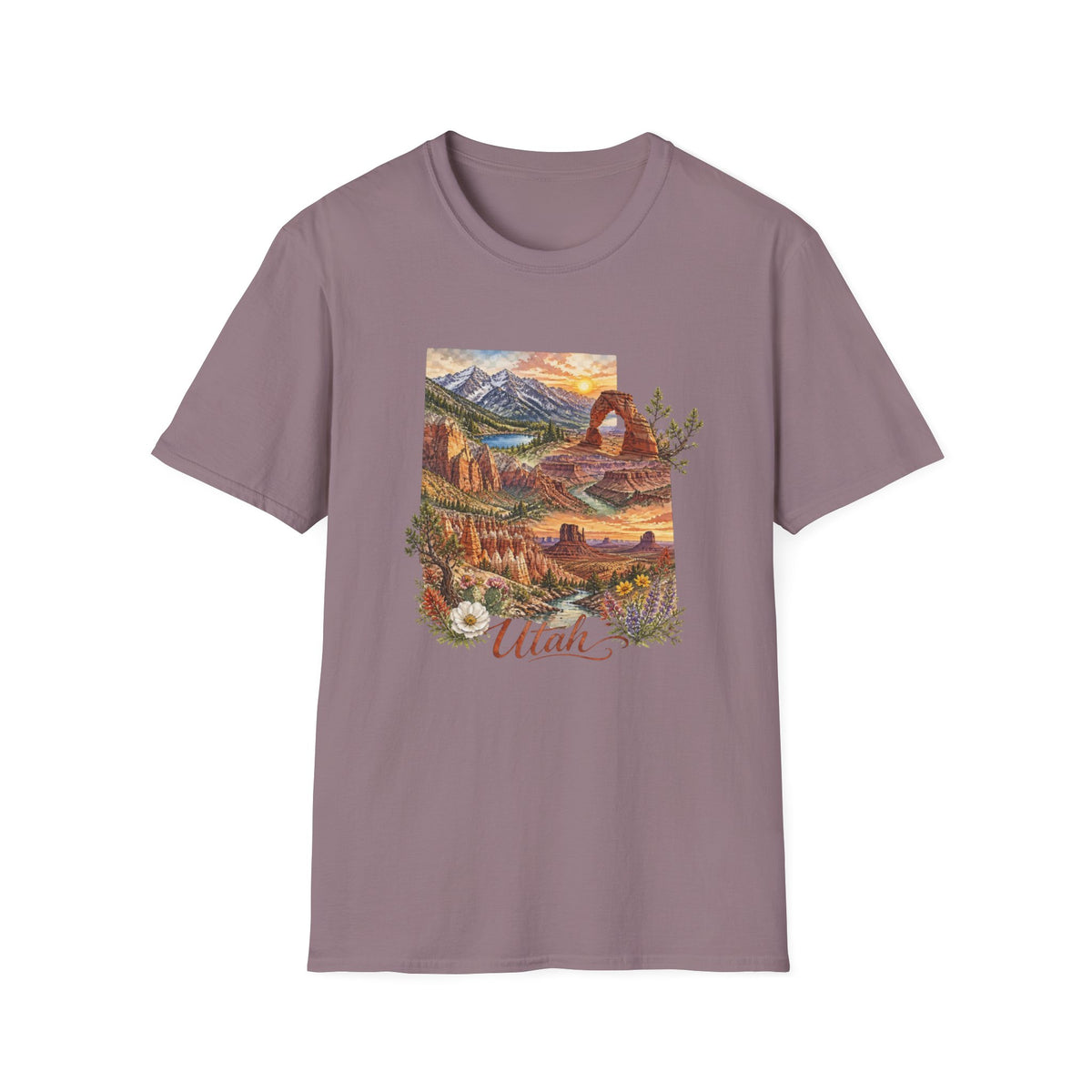 Utah Scenic T-Shirt — Vintage National Park Landscape Tee Travel Tourist Graphic Design Unisex 100 Cotton Gildan T-Shirt