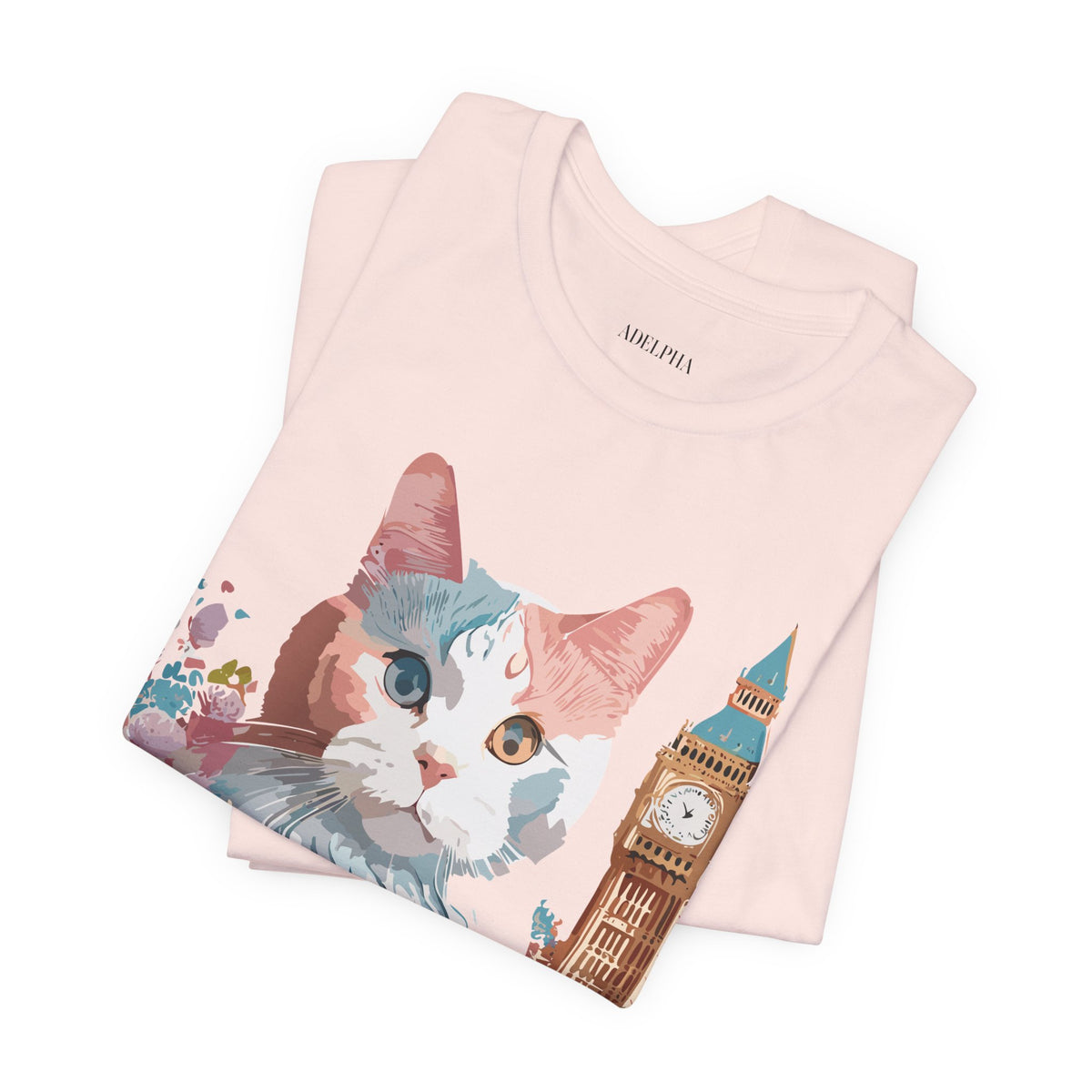 Cat Graphic Unisex Cotton Bella+Canvas Tee with Art Animal Design e112