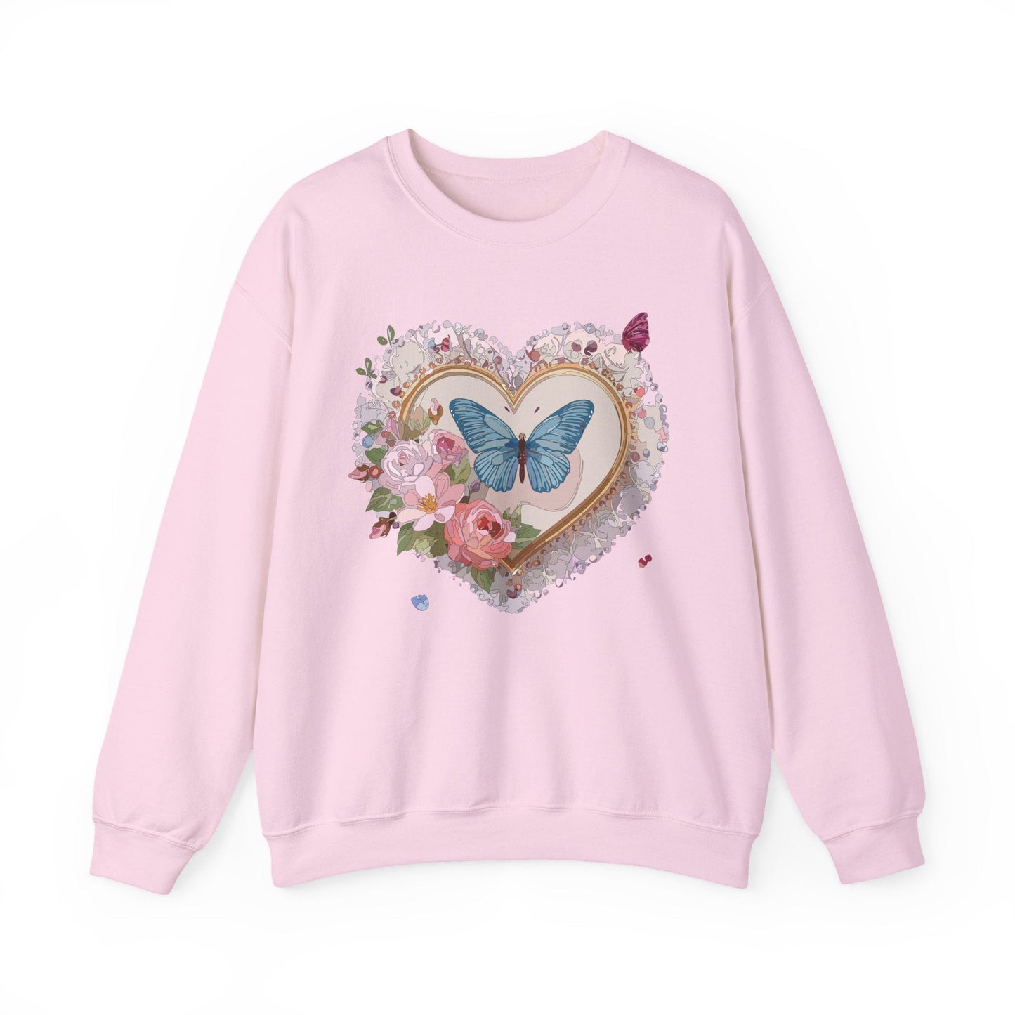 Floral Heart Unisex Crewneck Sweatshirt Valentines Floral Love Gildan 18000 Heavy Blend