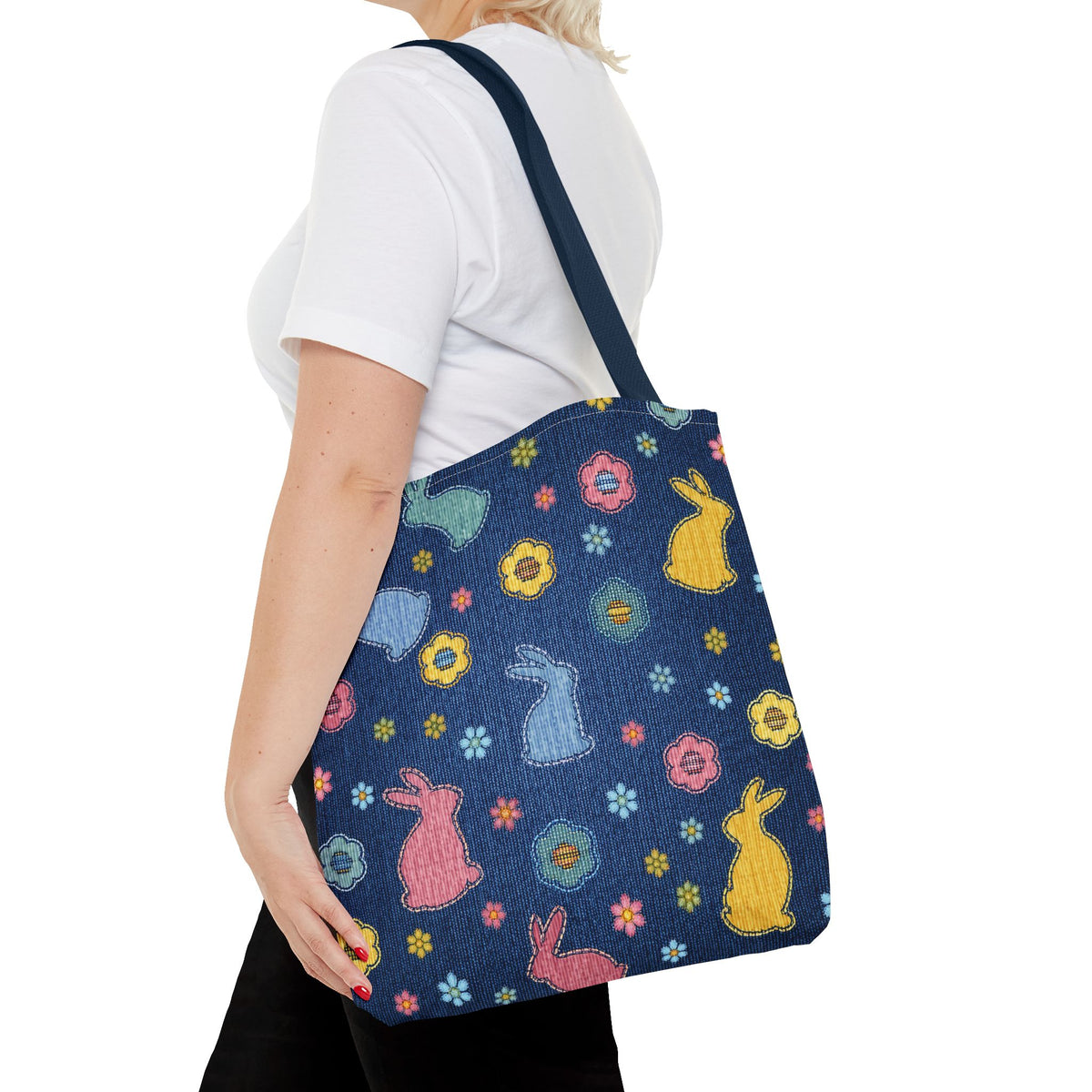 Easter Graphic Design Denim Fabric Imitation Print Unisex Canvas Bag Poly Spun 3 Sizes Tote Bag 204-6