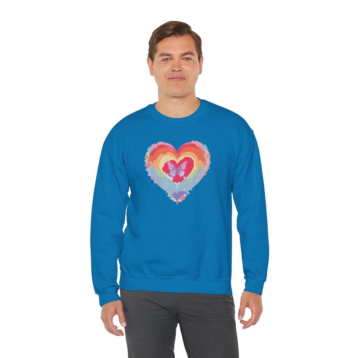Rainbow Heart Sweatshirt, Floral Heart Sweatshirt, Floral Love Sweatshirt, Valentine's Day Sweatshirt, Rainbow Heart Floral Sweatshirt 116