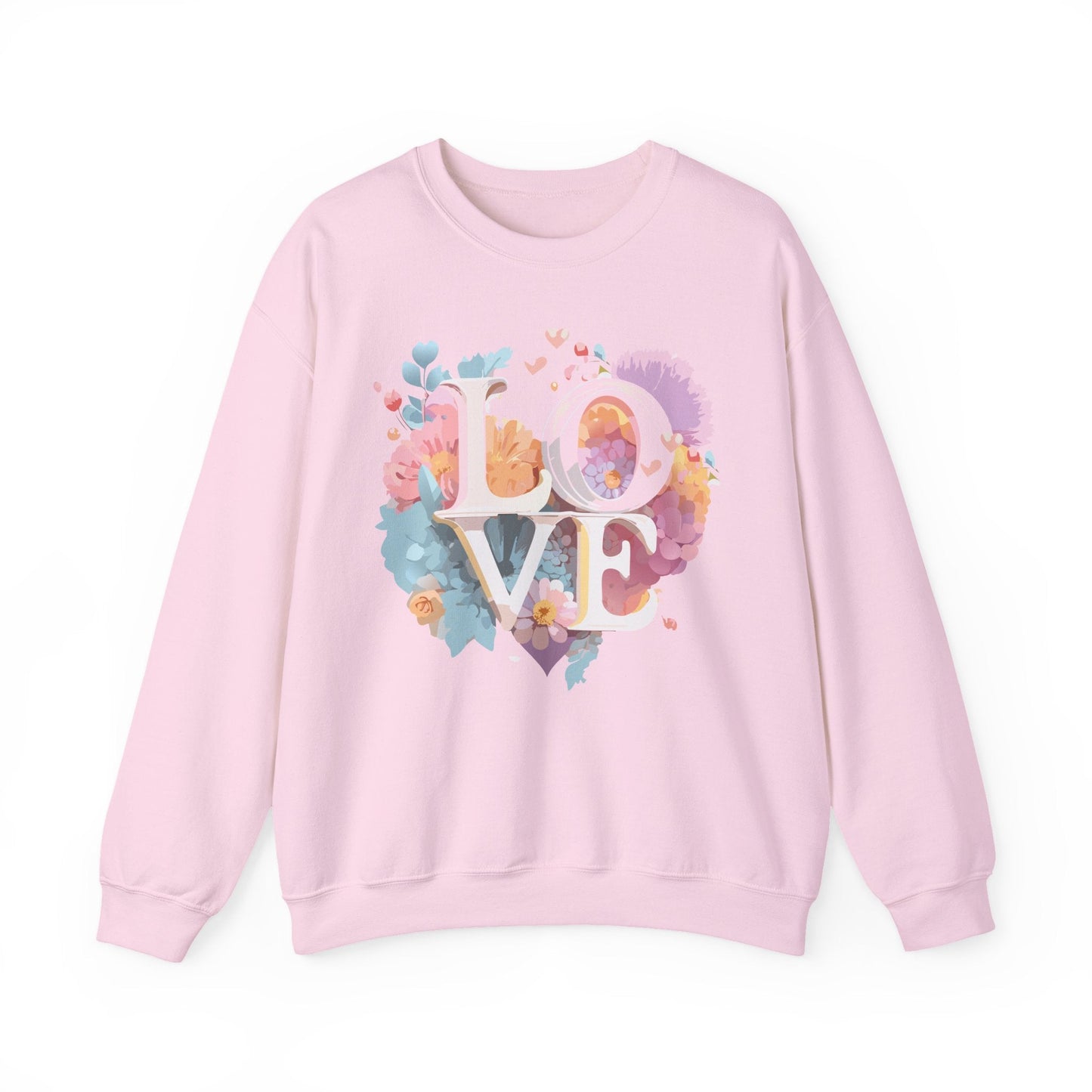 Floral Love Sweatshirt For Valentines Day Unisex Crewneck 50 50 Cotton Polyester Gildan 18000
