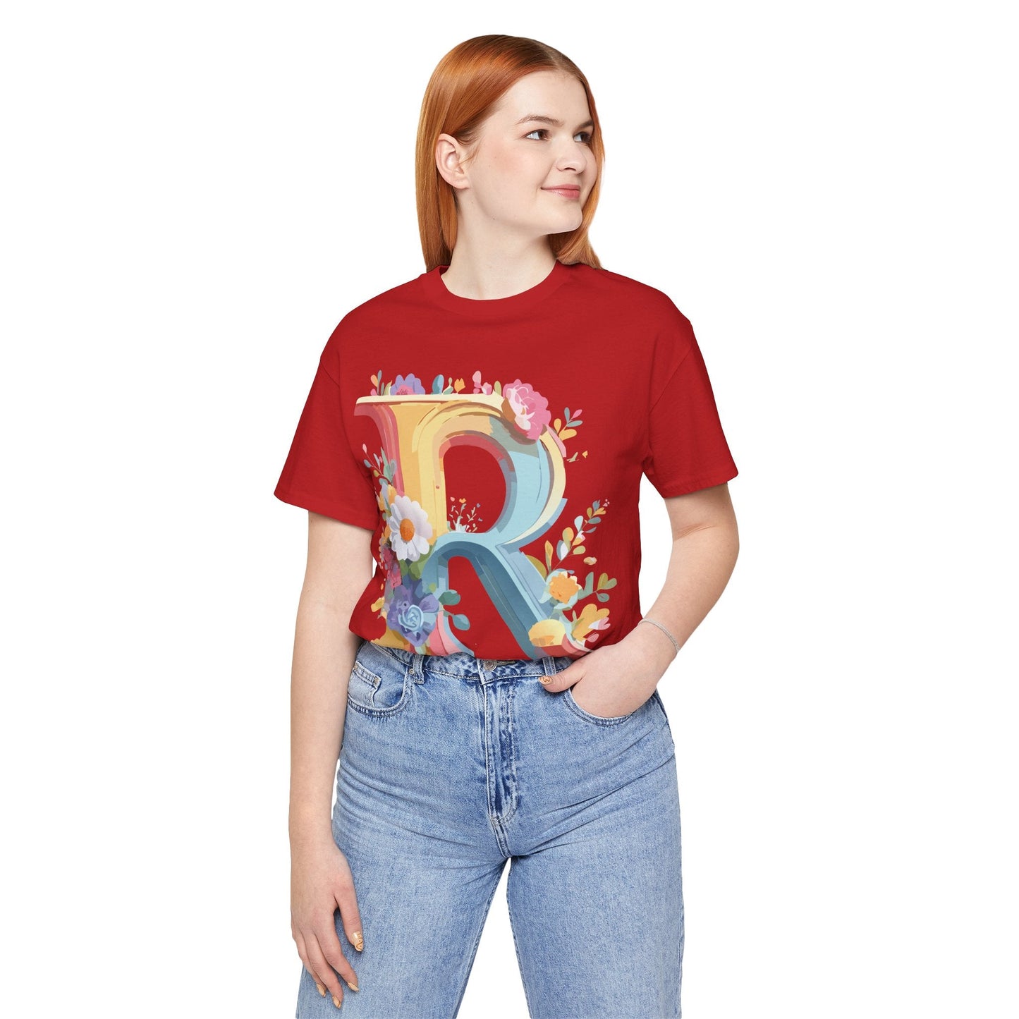Letter R Shirt Unisex Jersey Short Sleeve Graphic Tee Vintage Inspired Art Design Adelpha