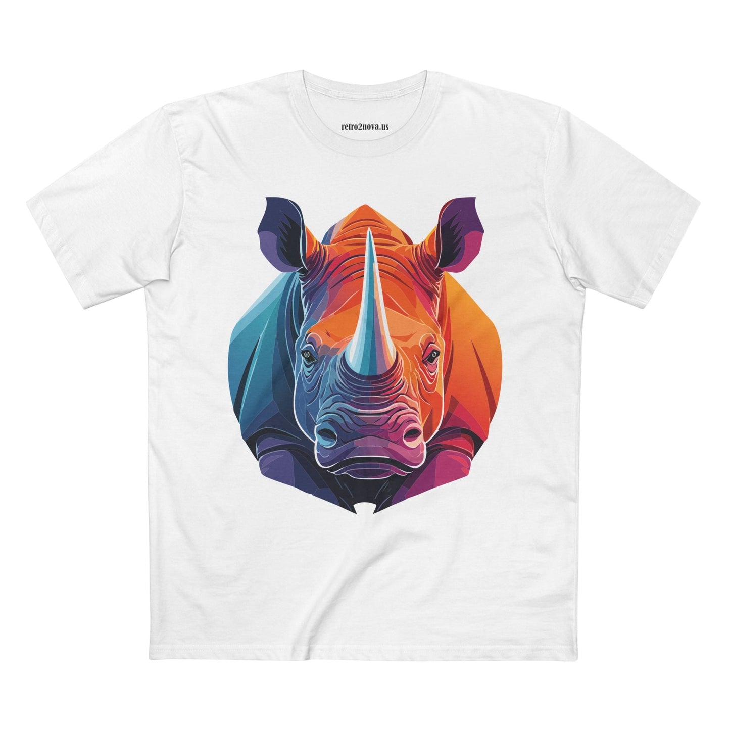 Rhino Animals Shirt Unisex Premium Cotton Tee With Original Art Design From Retro2Nova Art Collection