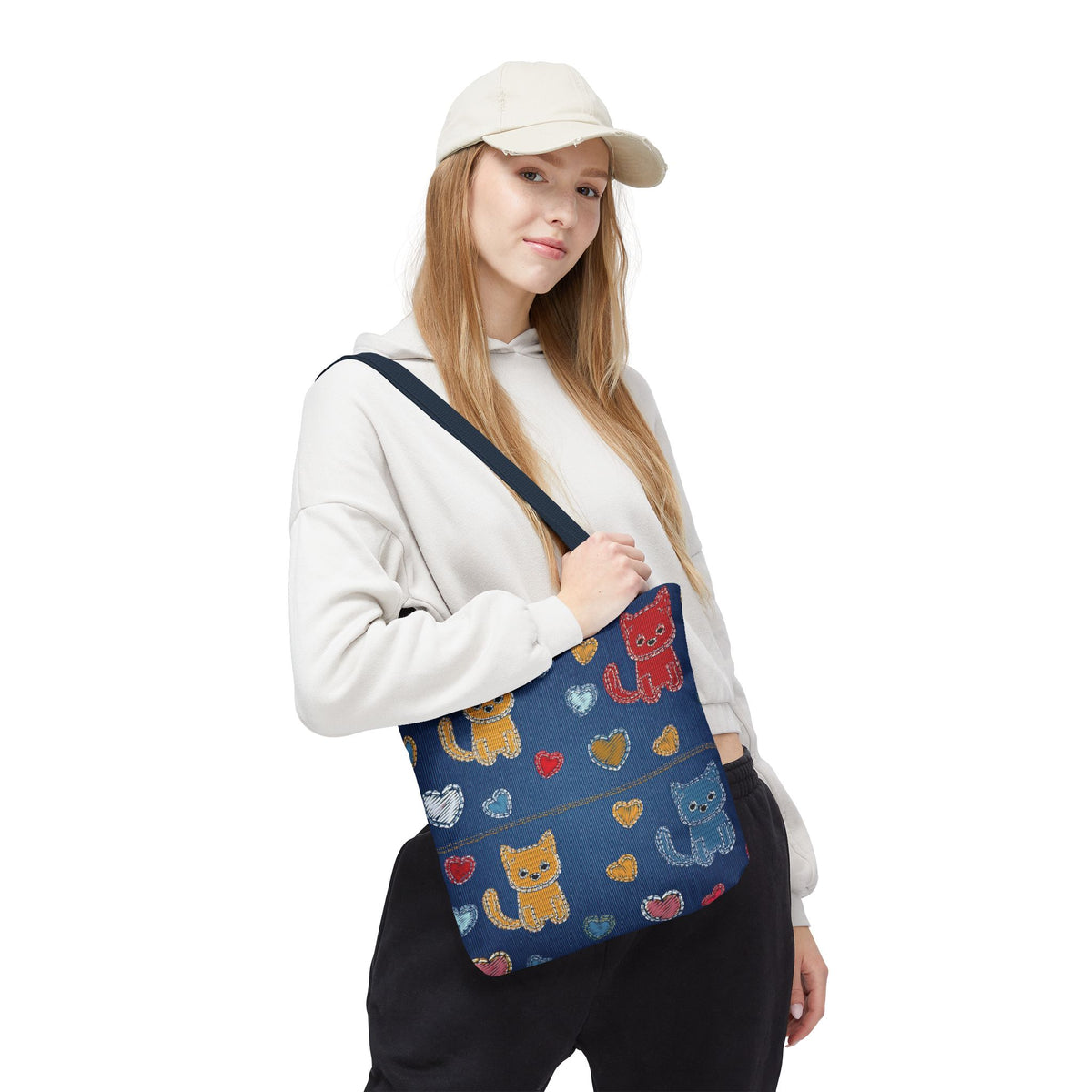 Love Day Graphic Design Denim Fabric Imitation Print Unisex Canvas Bag POLY 3 Sizes Tote Bag 201-4