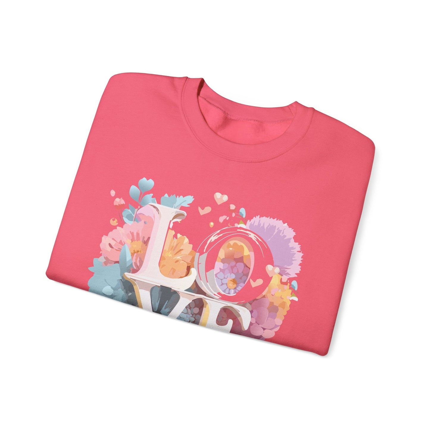 Floral Love Sweatshirt For Valentines Day Unisex Crewneck 50 50 Cotton Polyester Gildan 18000