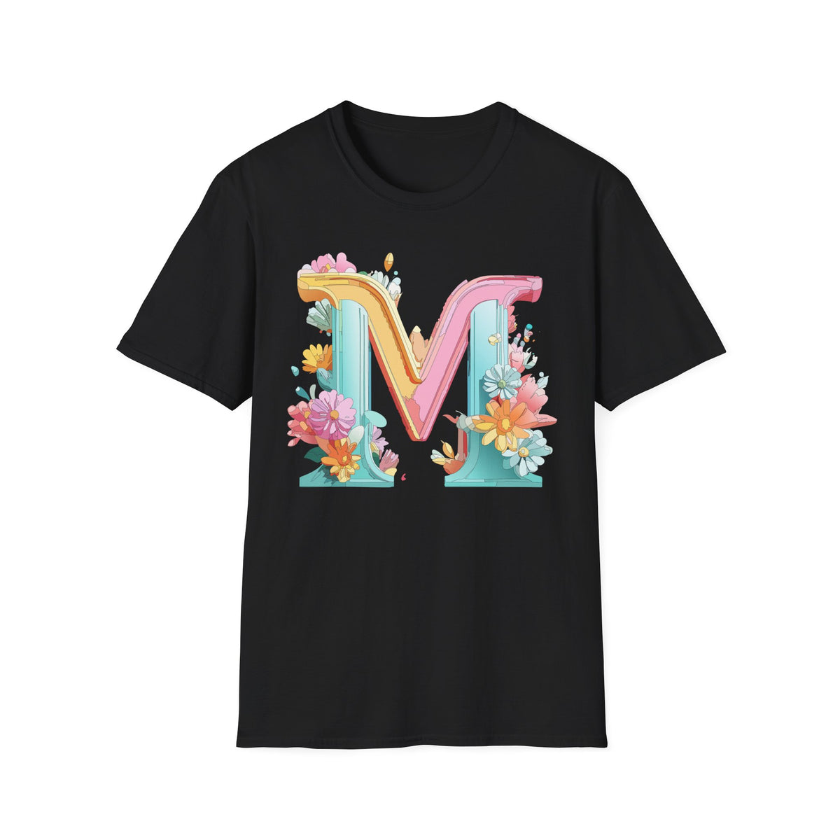 Floral Pastel Letter M T-Shirt | Monogram Initial Tee