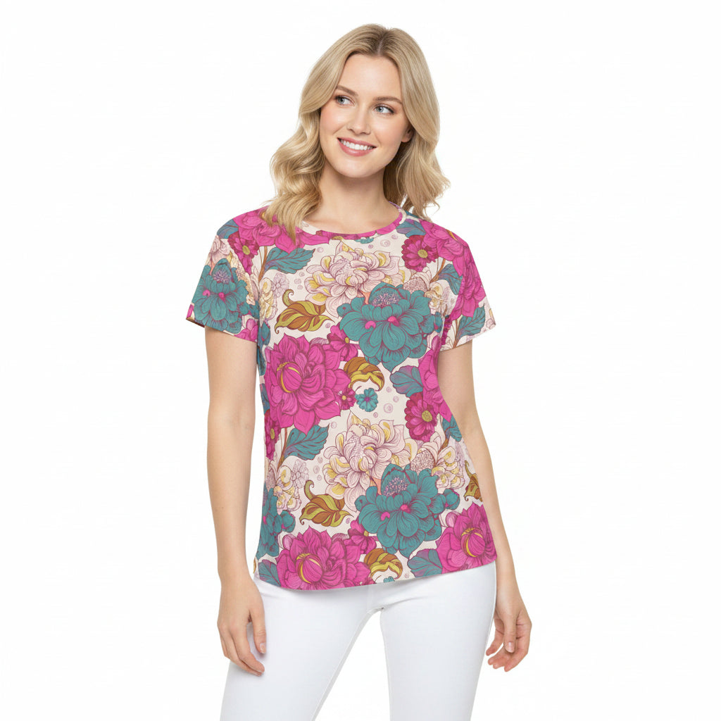 Women Poly Shirt with Floral Print F302