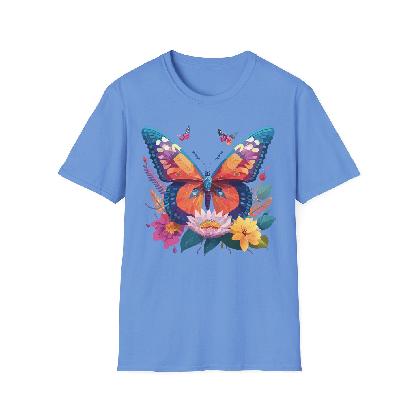 Butterfly Print Unisex T Shirt Softstyle 64000 Monarch Butterfly Themed Tee Ring Spun Cotton