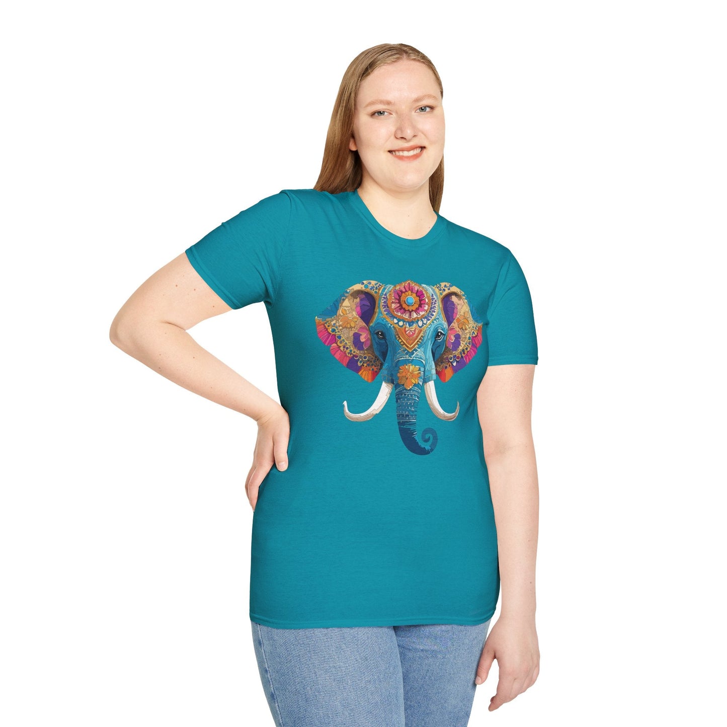 Unisex Elephant Graphic Tee Gildan Softstyle Cotton T Shirt Animal Print Comfortable Wear