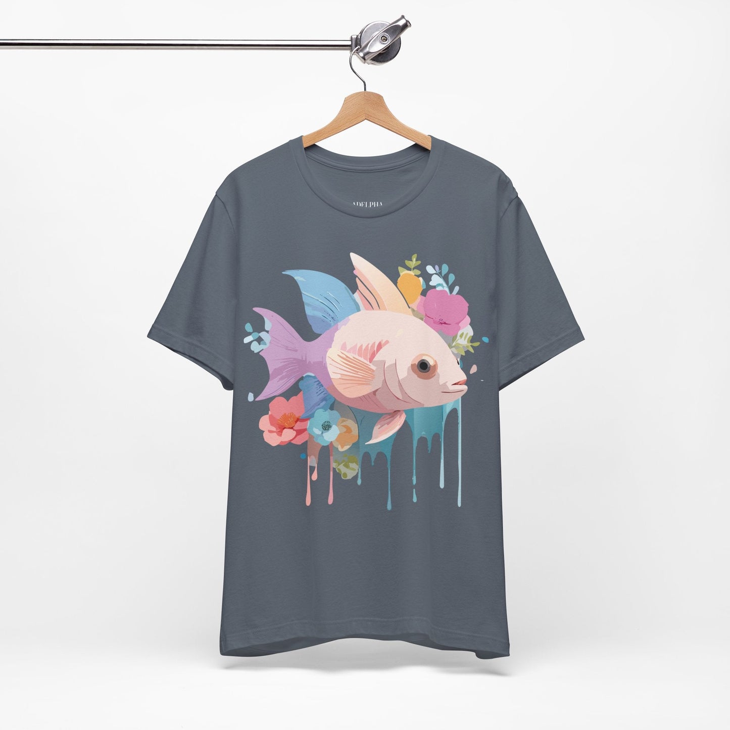 Adelpha Fish Graphic Tee Unisex Jersey Short Sleeve Vintage Art Design Tee Shirt Premium Quality