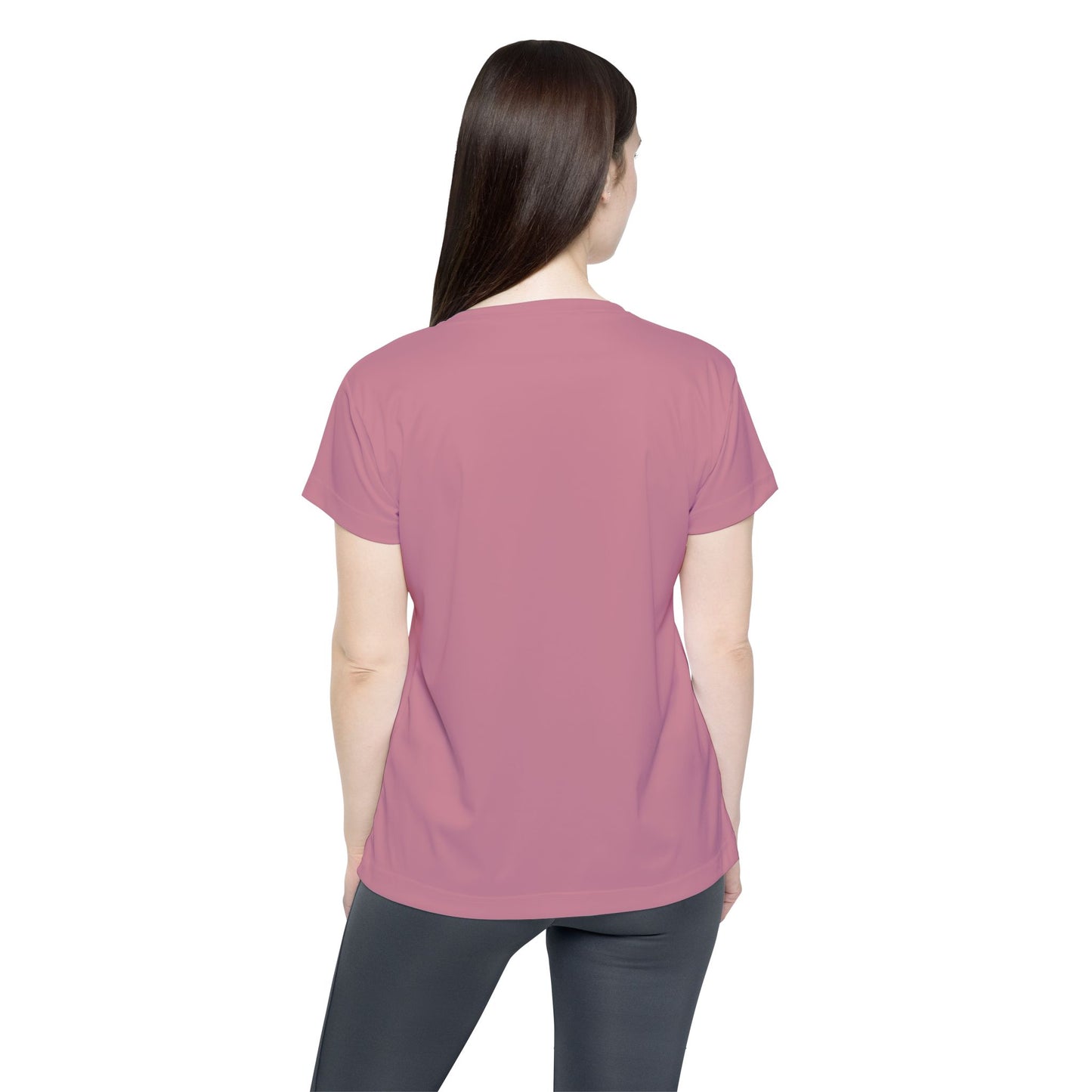 Old Rose Women's Sports Jersey Short Sleeves 100% Poly Solid Rose Mauve Color Print Athletic Tee