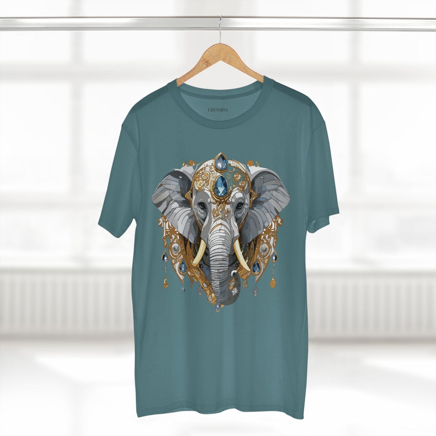 Elephant Graphic Unisex 100 Cotton Tee With Unique Animal Golden Medallion Art Design 37