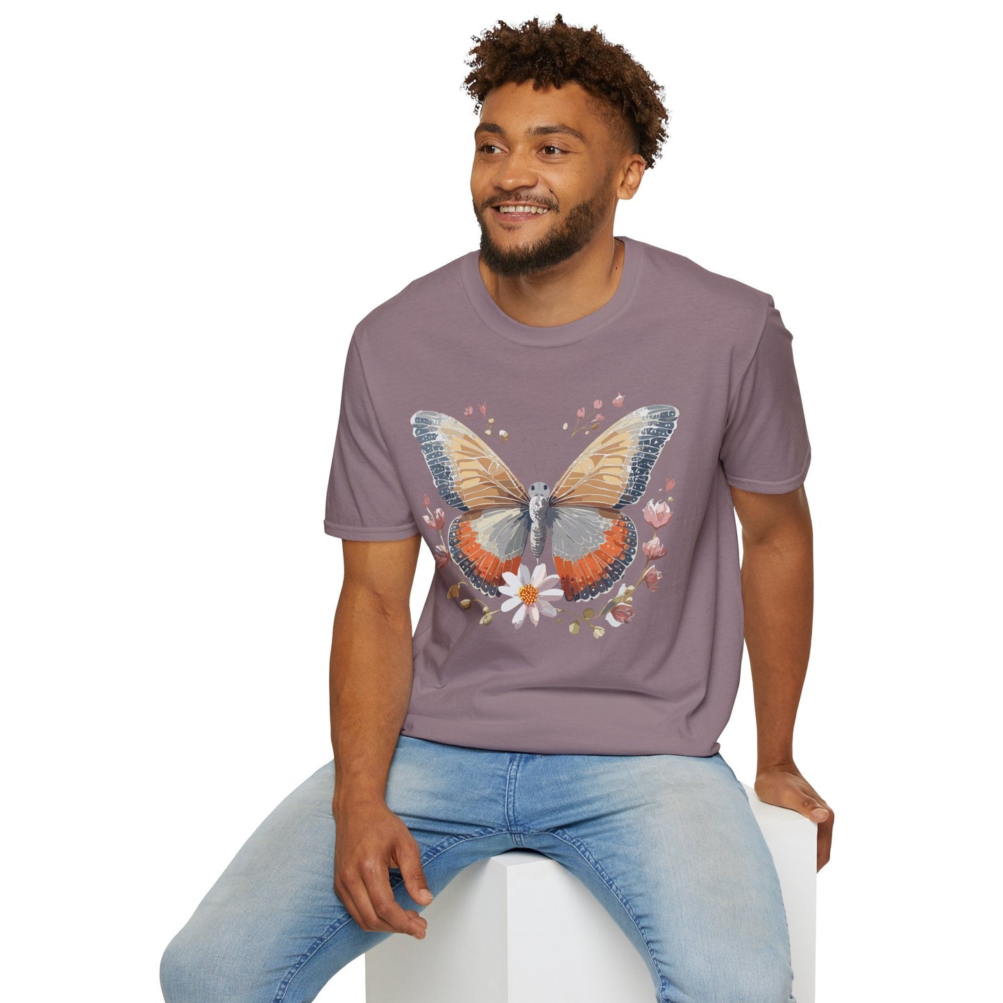 Unisex Butterfly T Shirt Softstyle Gildan 64000 Comfortable Durable Tee For Everyday Wear