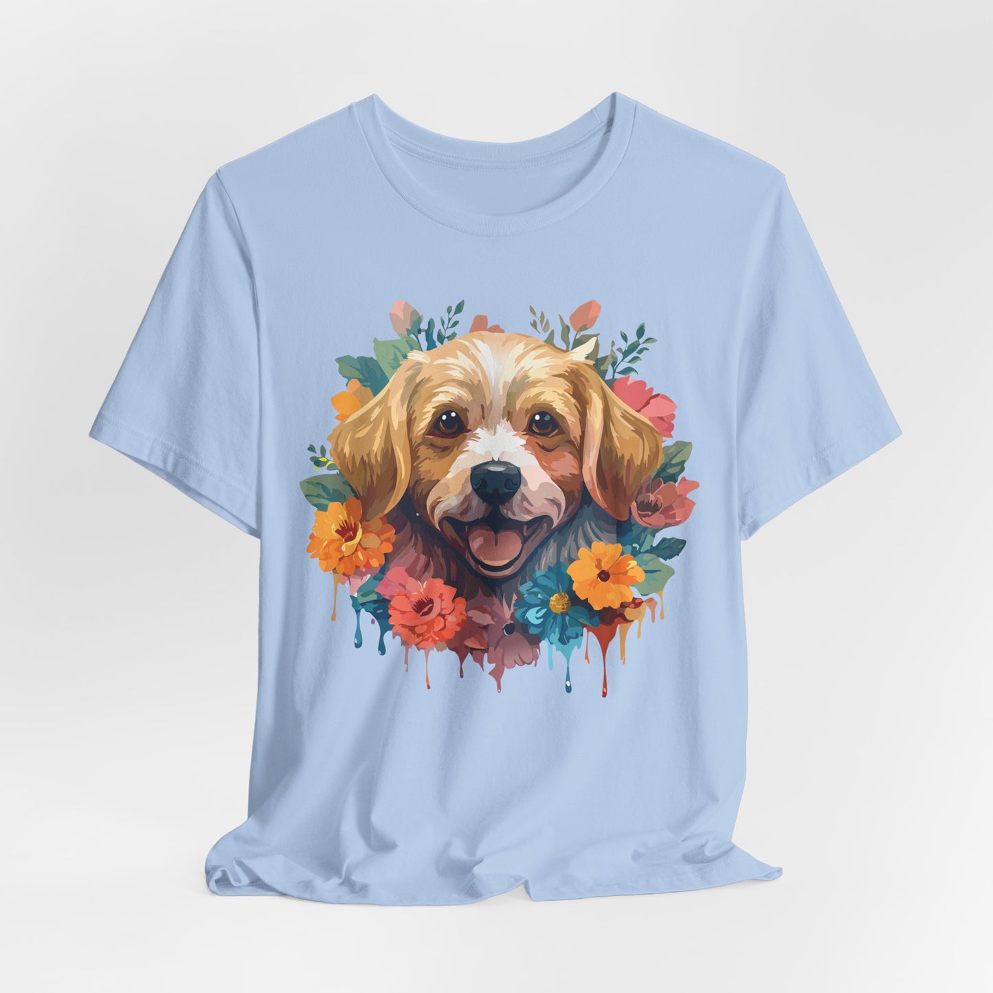 Floral Dog Tee, Animal Shirt, Dog Shirt, Floral Tee, Flower T-shirt, T-Shirt with Animal, Summer Top with Art Design