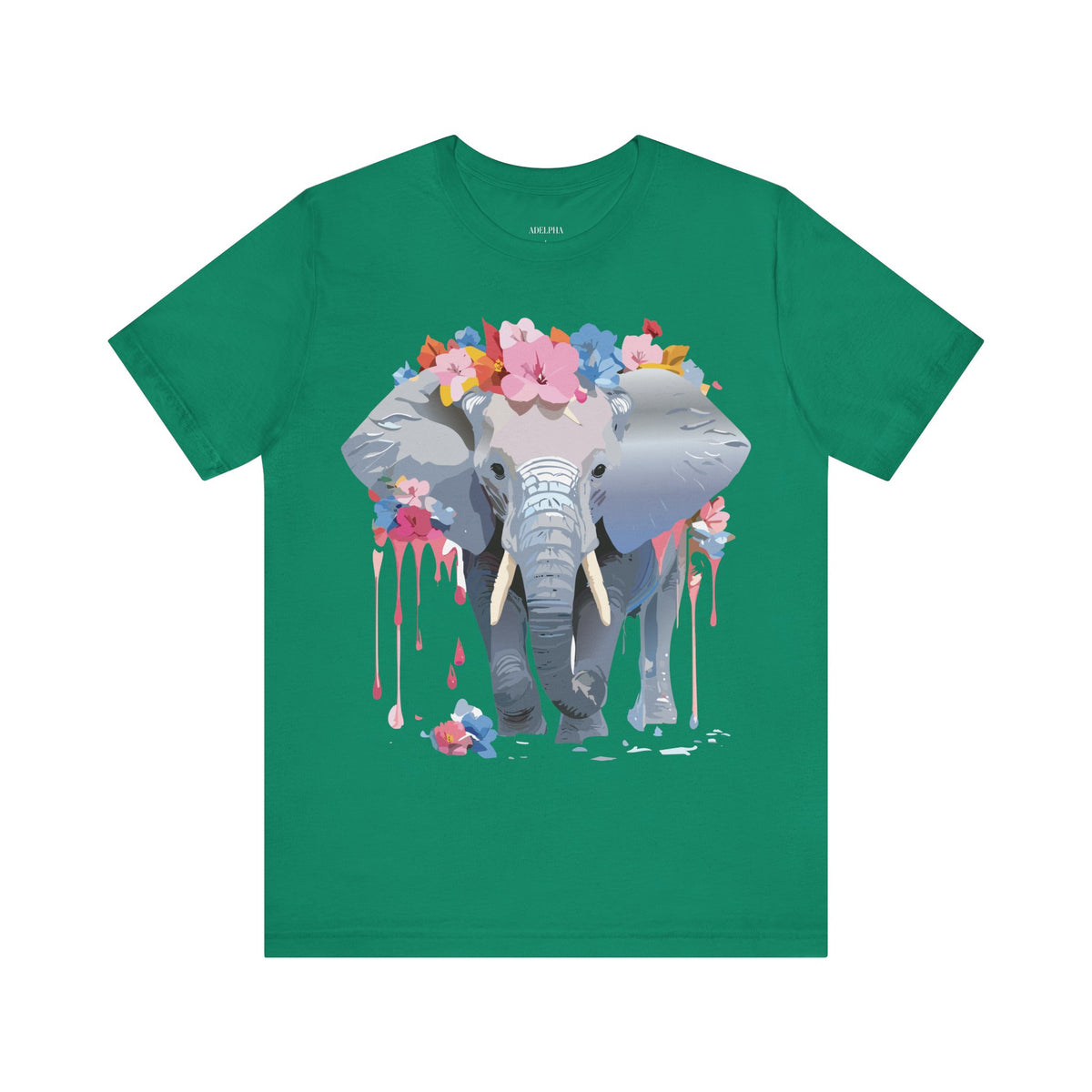 Elephant Graphic Unisex Cotton Bella+Canvas Tee with Art Animal Design d15