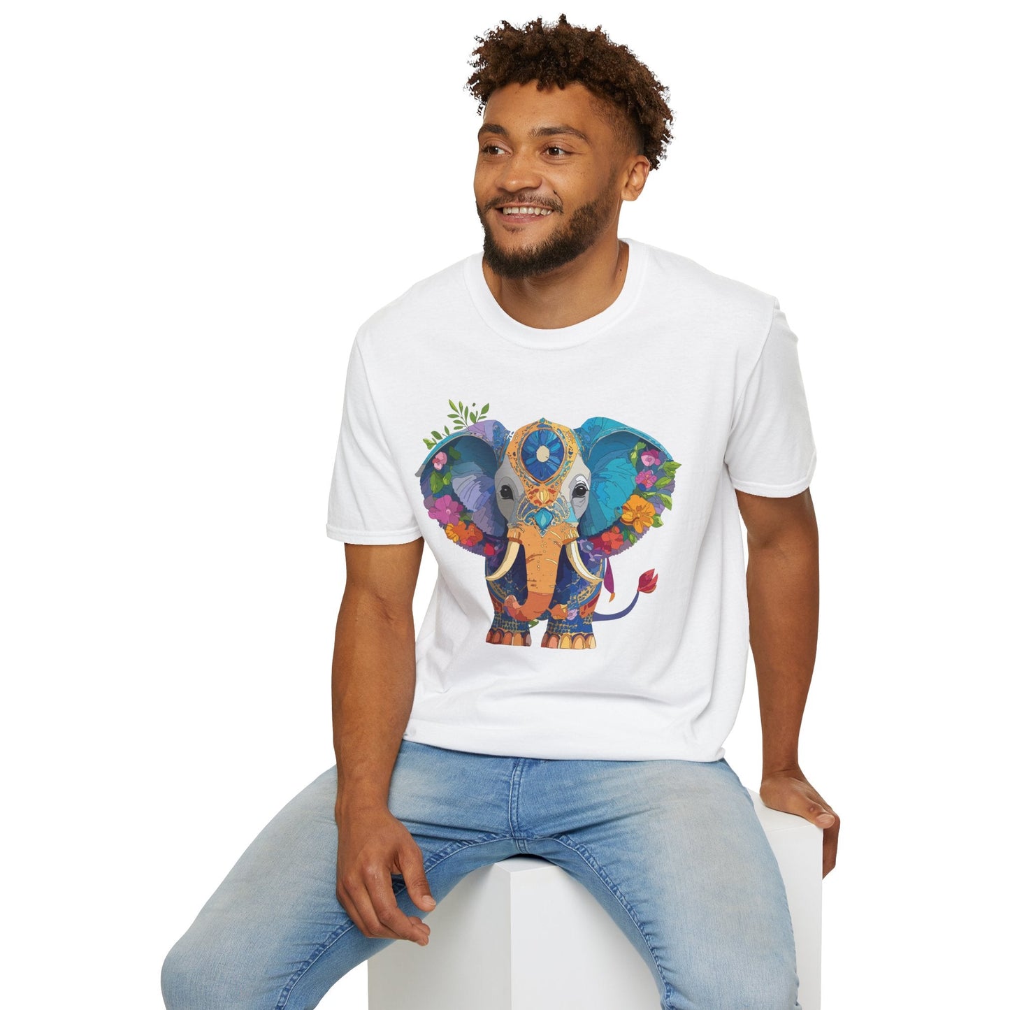 Elephant Graphic Shirt For Adults Unisex Softstyle Tee 100 Percent Cotton Gildan 64000