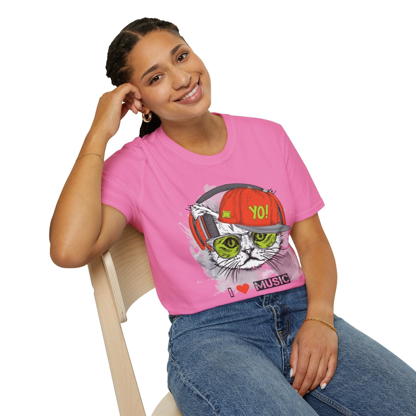 I Love Music Animals Shirt With Headphones Unisex Softstyle Tee Gildan 64000 Cotton Comfort
