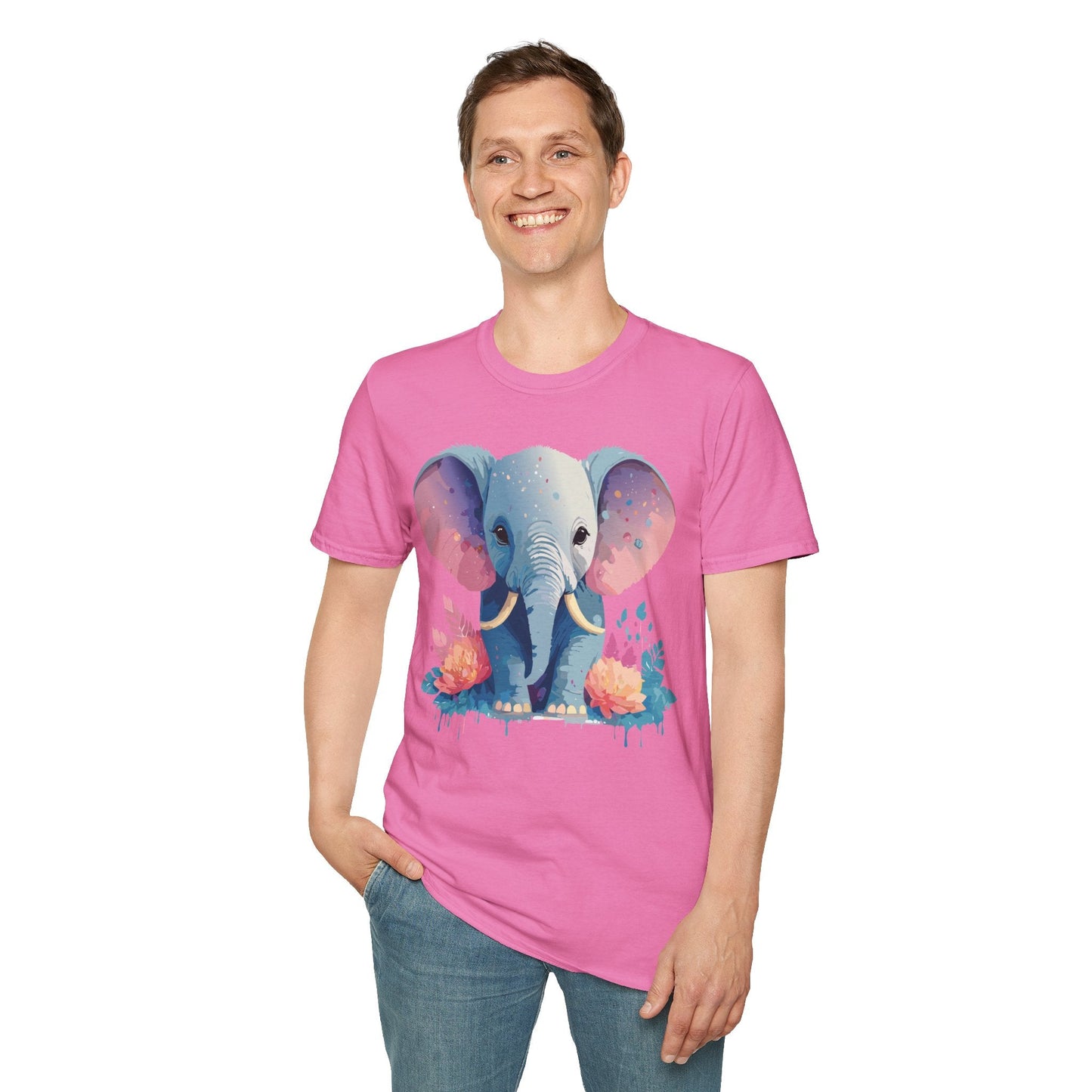 Elephant T Shirt For Adults Unisex Gildan Softstyle 64000 100 Percent Ring Spun Cotton Tee