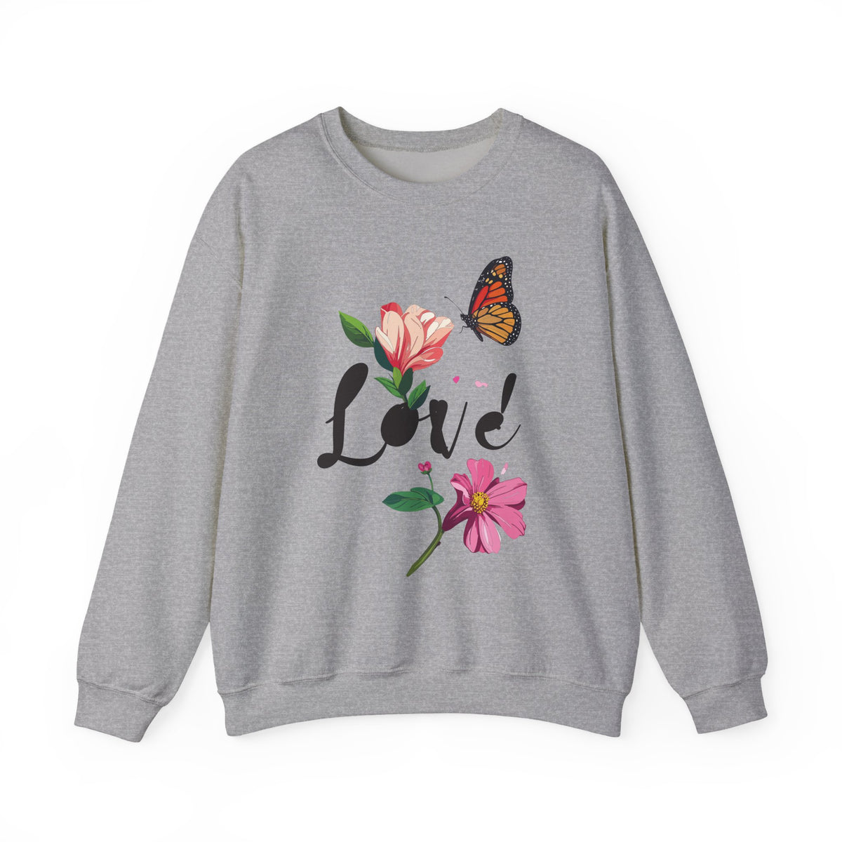 Floral Love Graphic Valentine's Day Sweatshirt Unisex 50/50 Cotton-Poly Sweatshirt w44