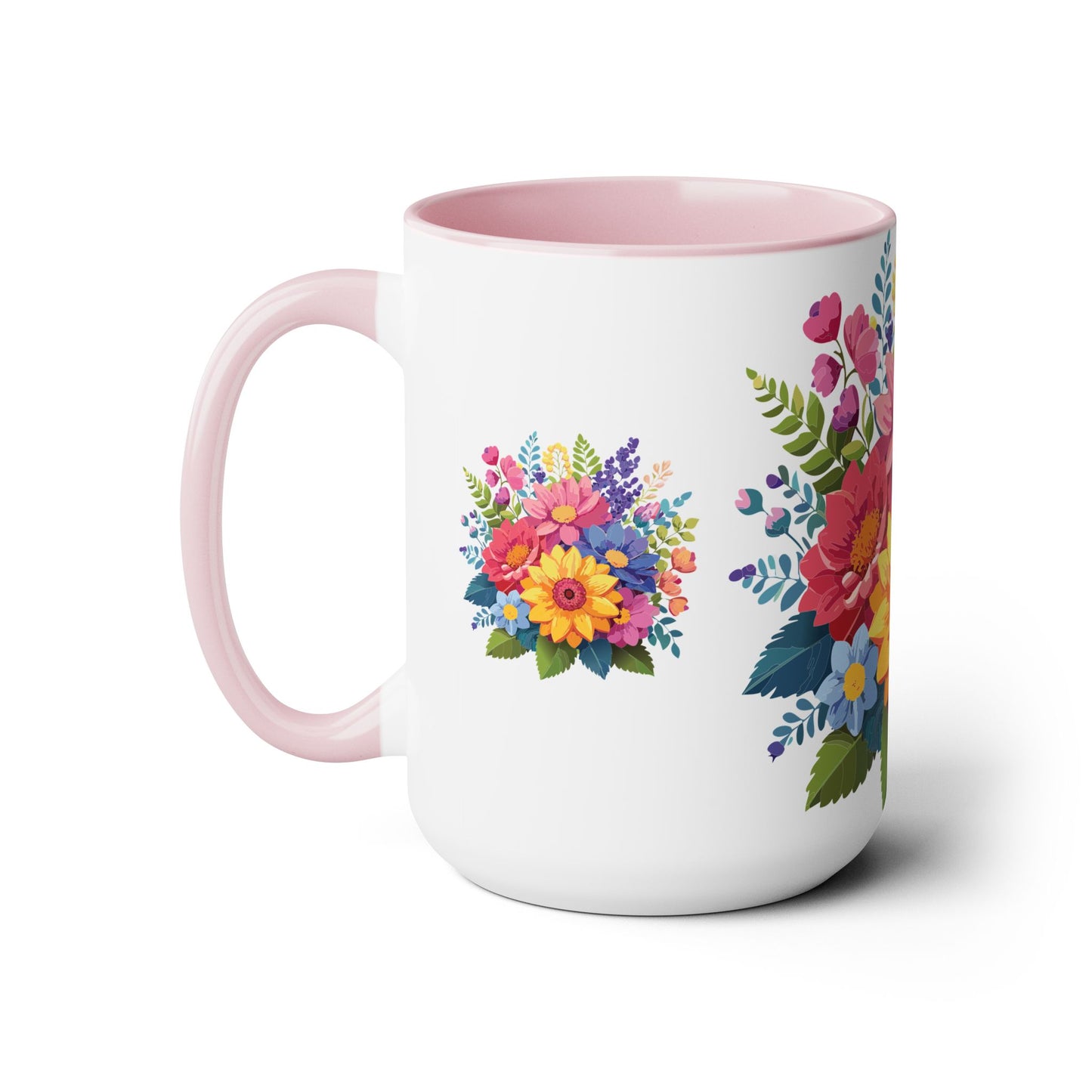 Two-Tone Coffee Mug with flowers