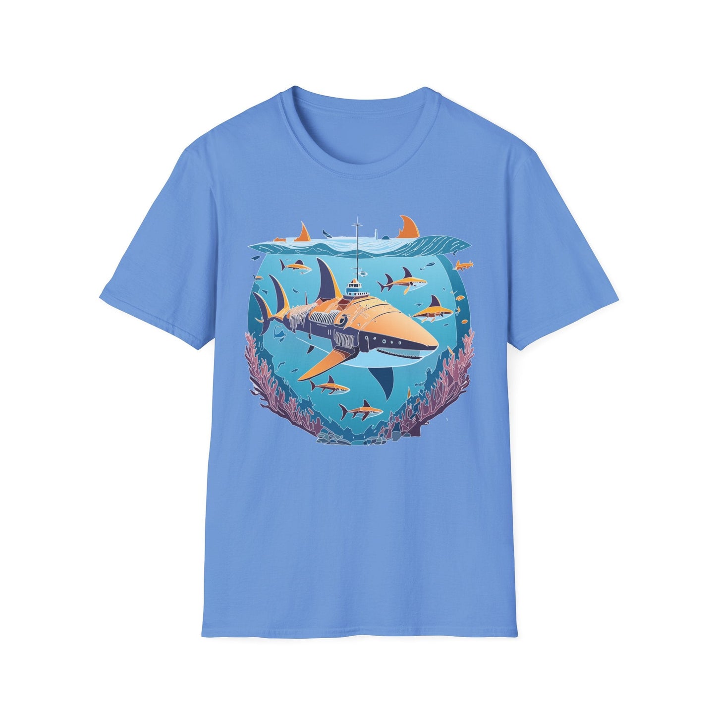 Ocean Tee Shirt Unisex Softstyle Cotton Tee 4.5 Oz Lightweight U Boat Theme Design