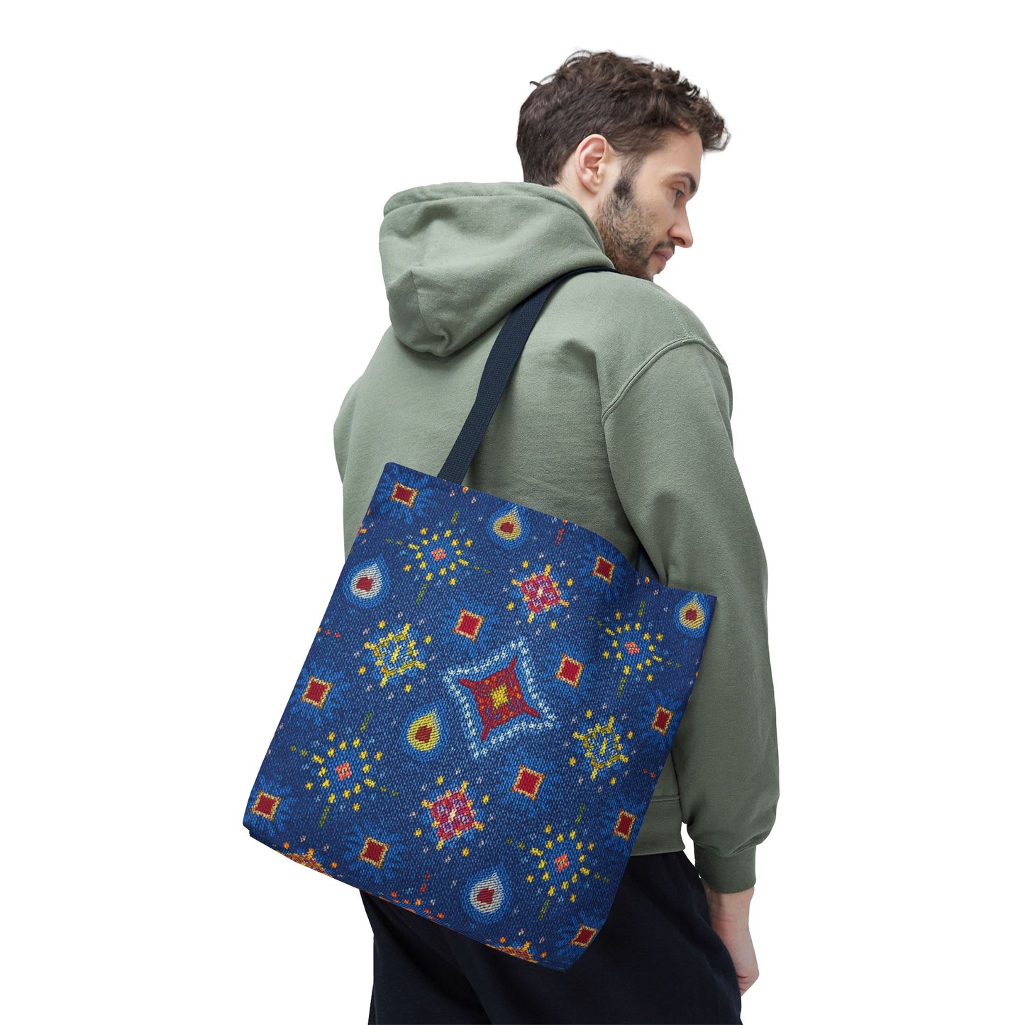 Diwali Graphic Denim Fabric Imitation Print Unisex Canvas Bag Poly Spun 3 Sizes Tote Bag 205-15