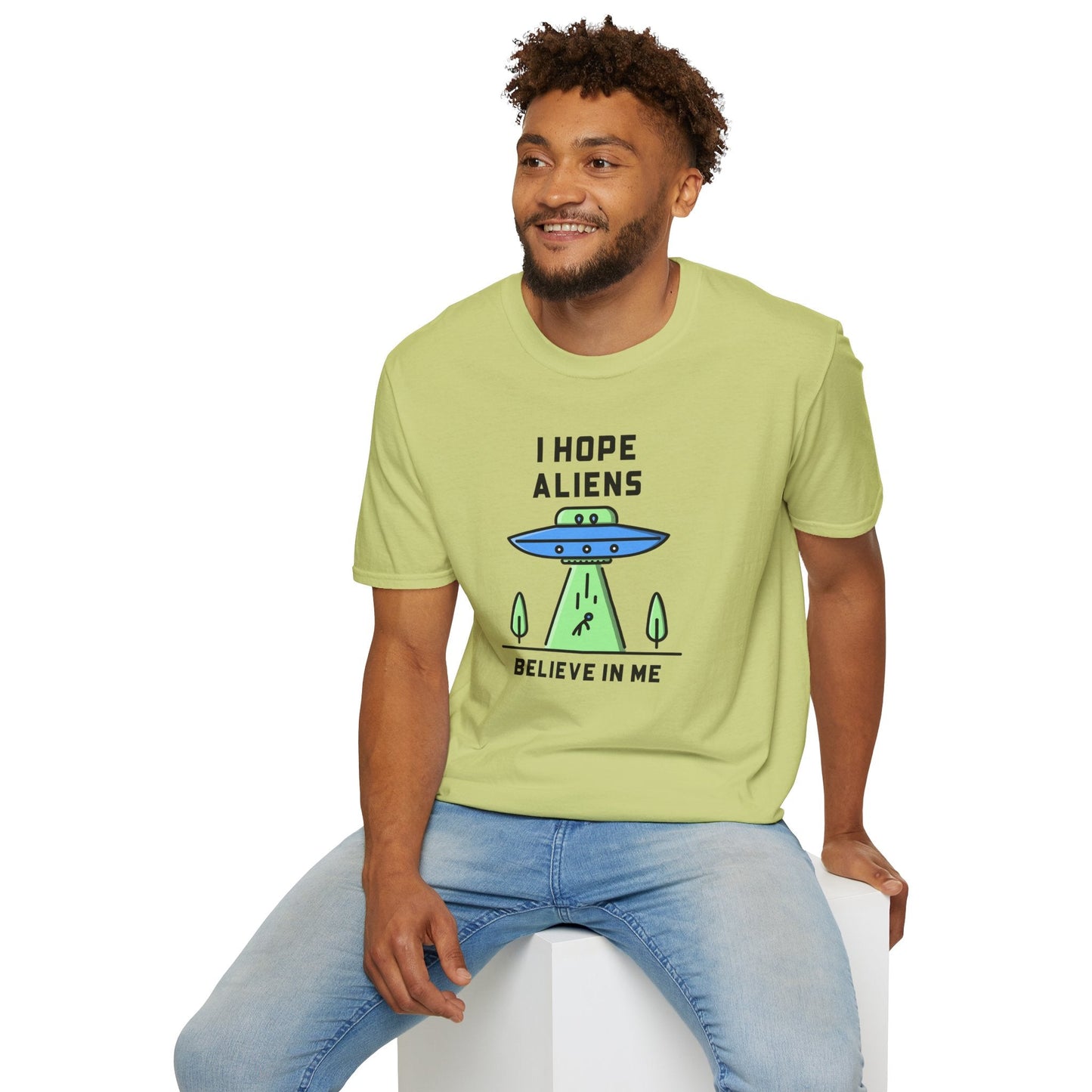Alien UFO TShirt  I Hope Aliens Believe In Me Cute SciFi Graphic Tee