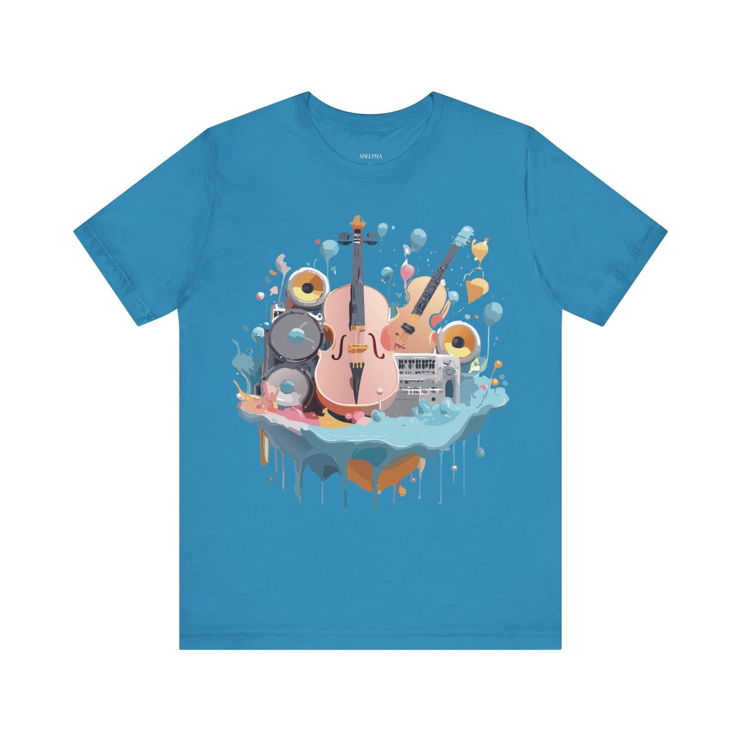 Music Graphic Unisex 100 Cotton Vintage Art with Musical Elements Tee 90