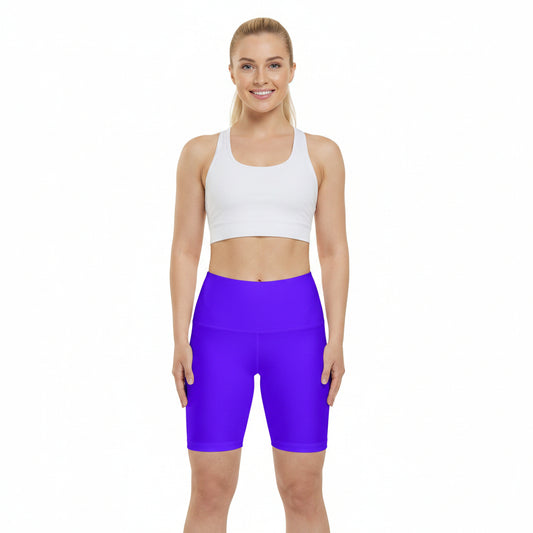 Electric Indigo Violet Purple Women's Workout Shorts — High-Waist Bike Shorts for Gym & Yoga