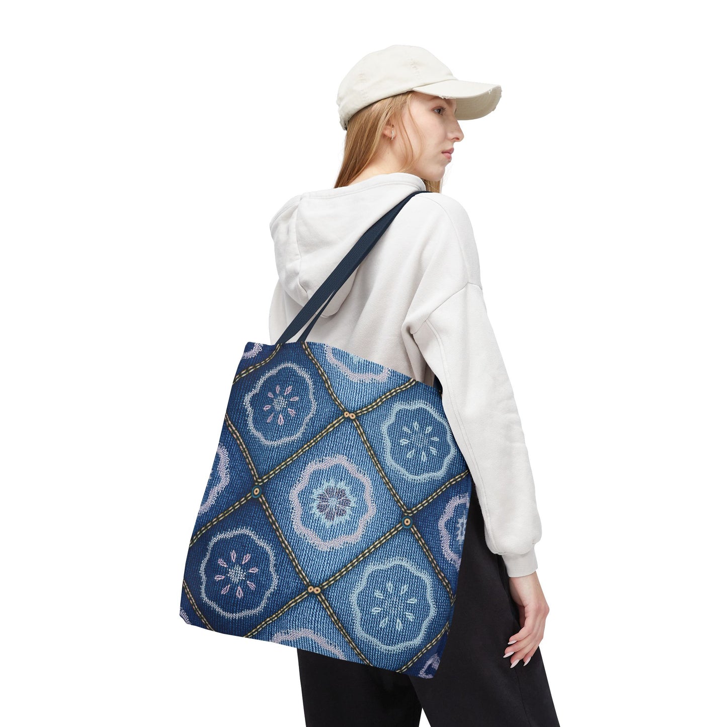 Denim Fabric Imitation Print Unisex Canvas Bag Poly Spun 3 Sizes Tote Bag 123