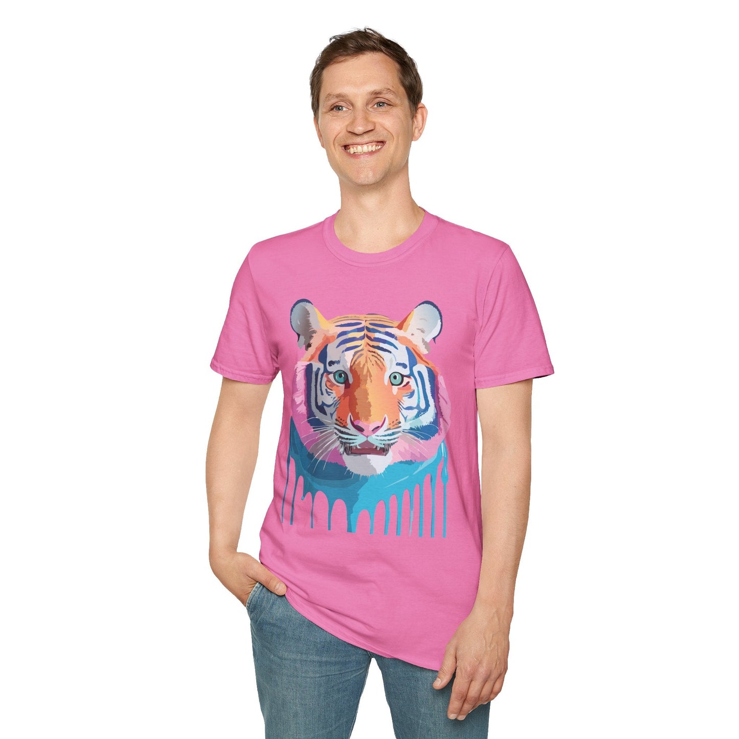 Tiger Print Unisex Softstyle Breathable Cotton Tee 64000 Gildan Shirt