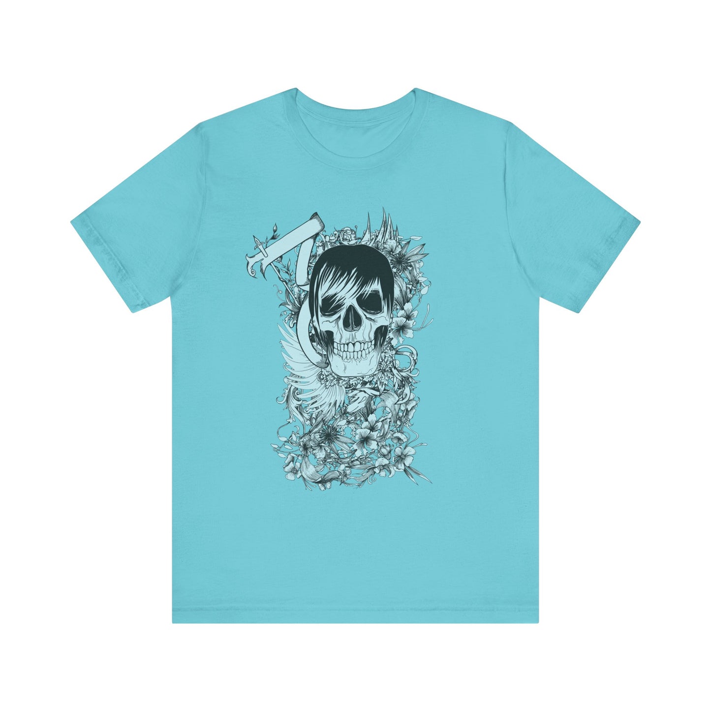 Sky Skull Graphic Design Tee, Skull Shirt, Vintage Tees, Art Design T-Shirt, Vintage Graphic Tee, Art Shirts with Skulls