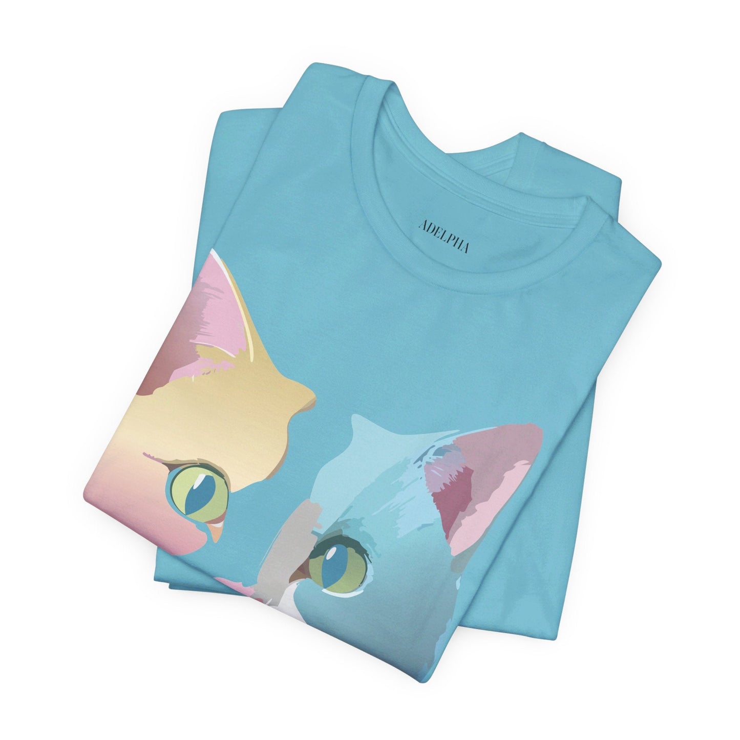 Cat Graphic Tee Unisex Short Sleeve Shirt Vintage Style Adelpha